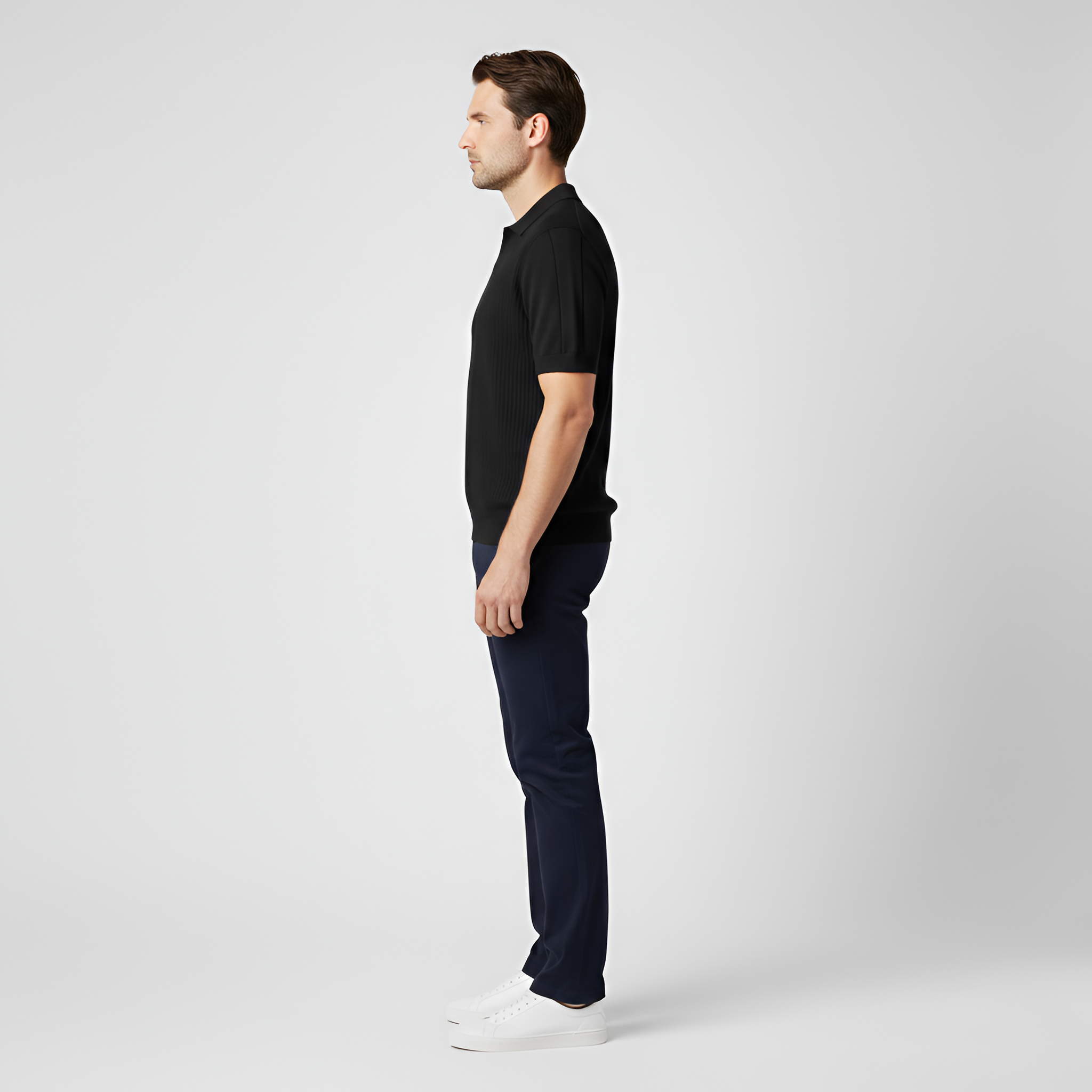 Polo de punto para hombre en algodón con manga corta y cuello