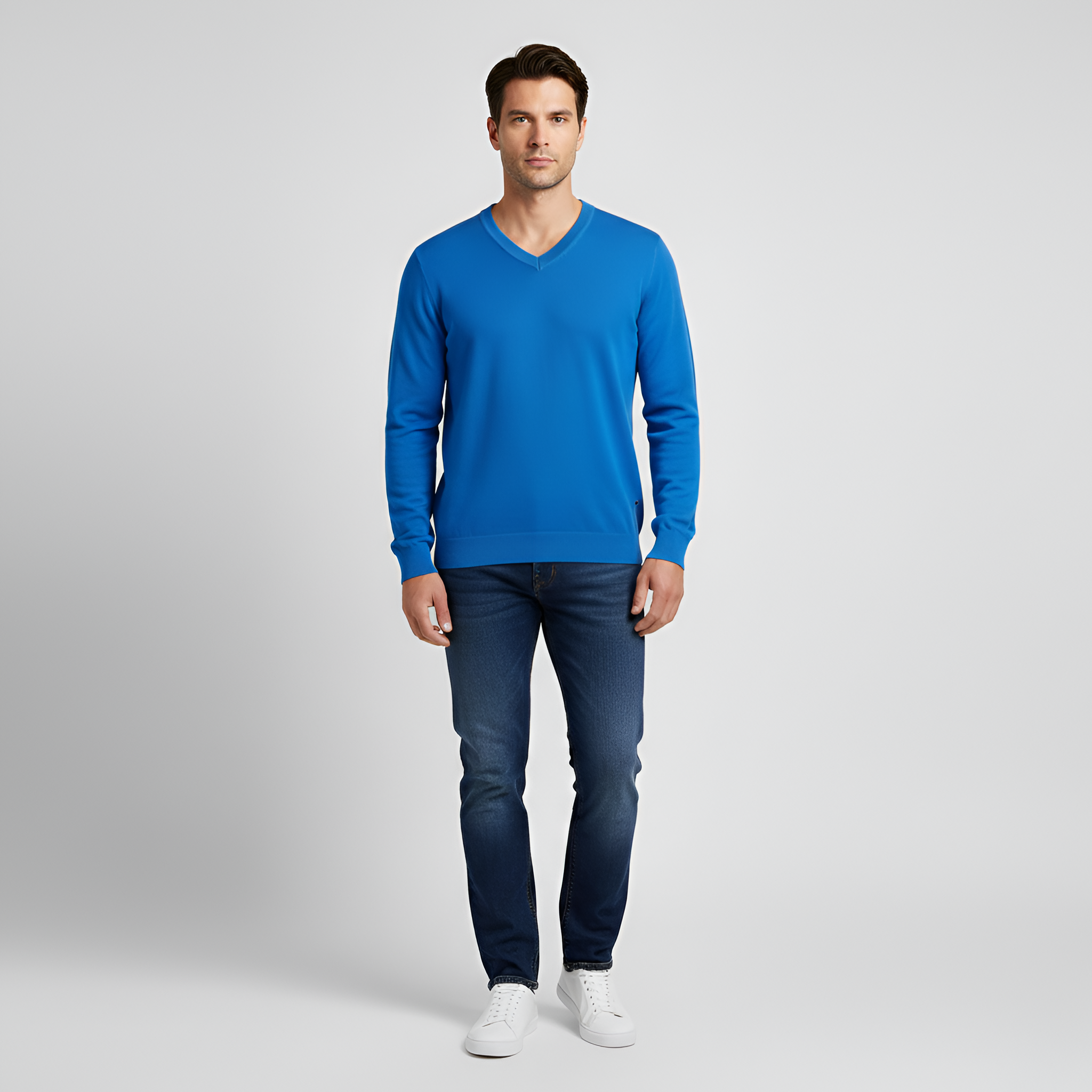 Bellivaro men's knit sweater with V-neck classic fit
