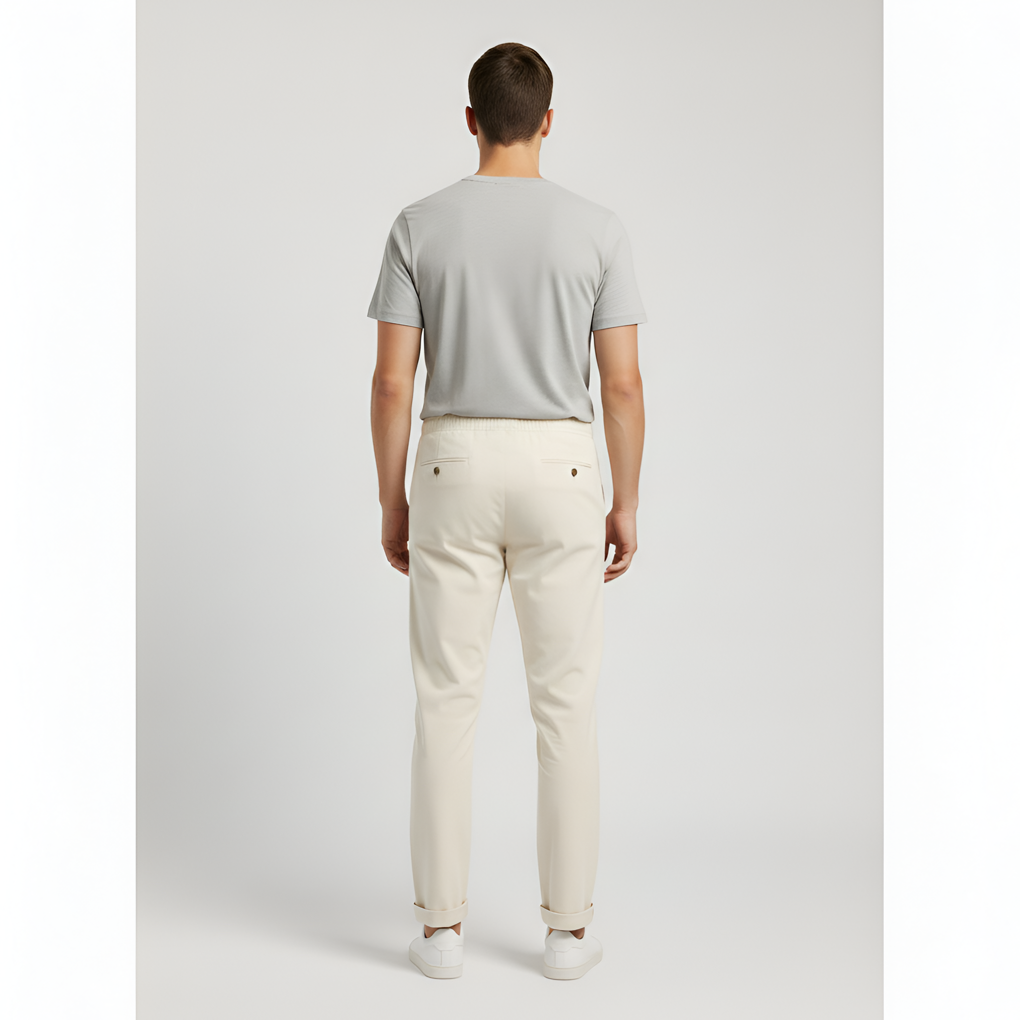 Pantalones para hombre con cintura elástica y corte holgado de algodón