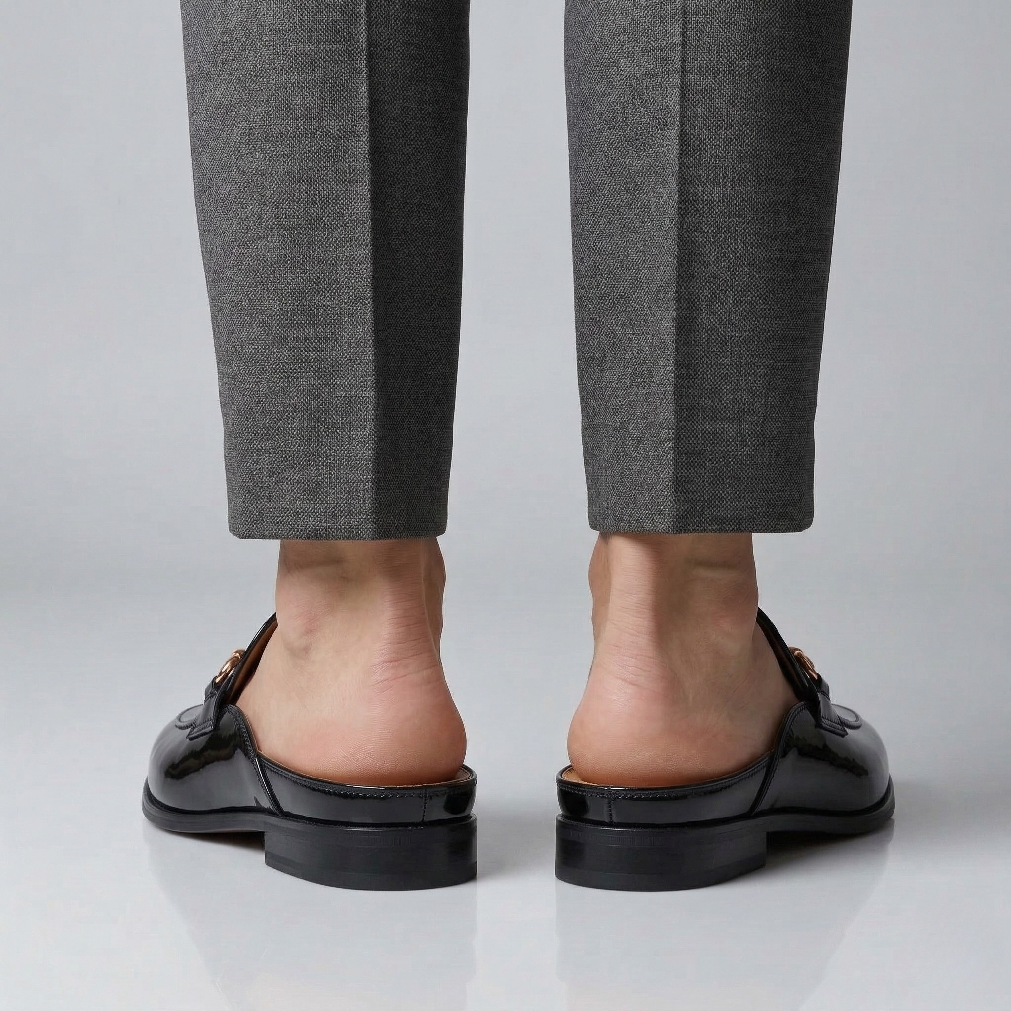 Herre loafers i læder med metalspænde elegante slip-on sko til mænd