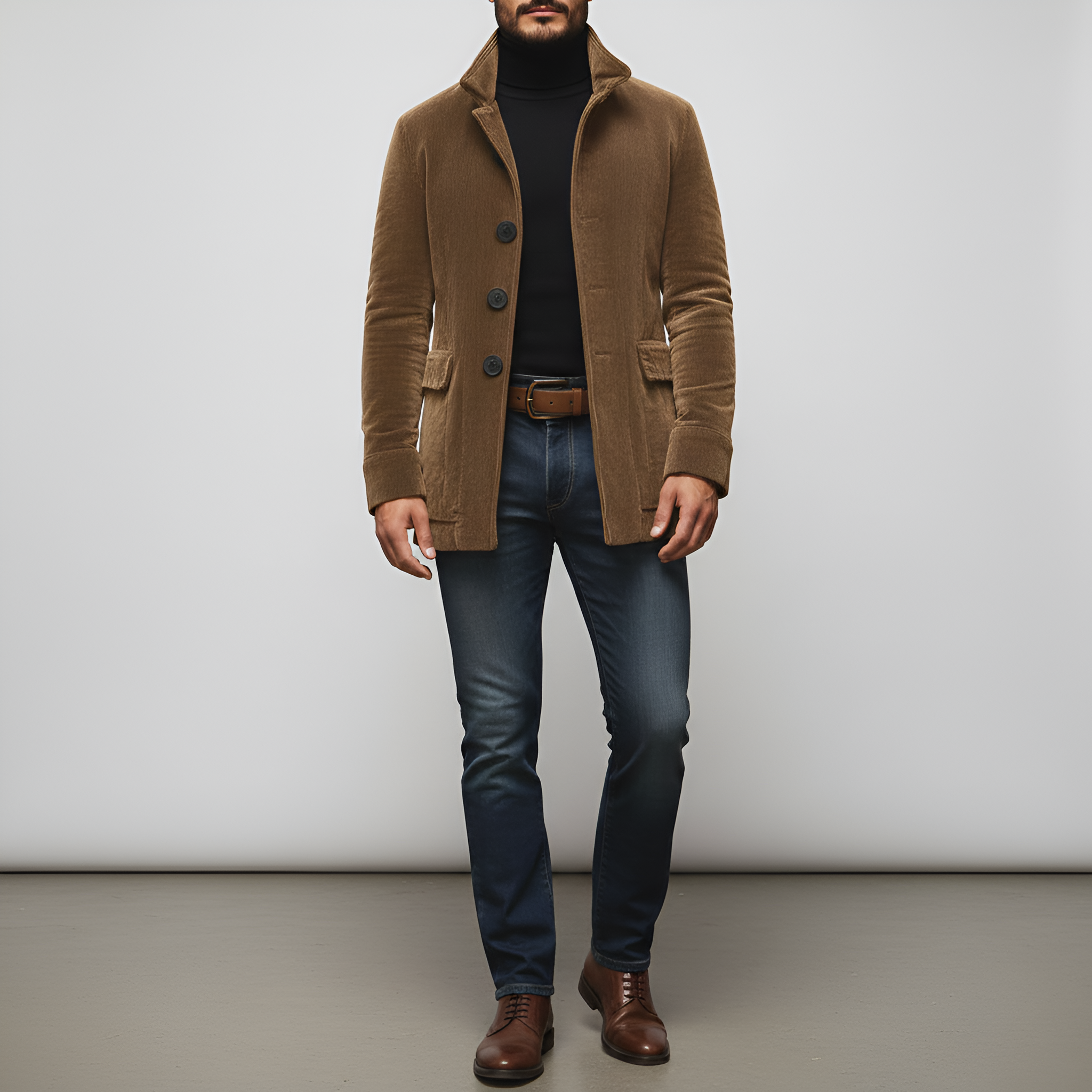 Bellivaro férfi kord kabát gombos záródással