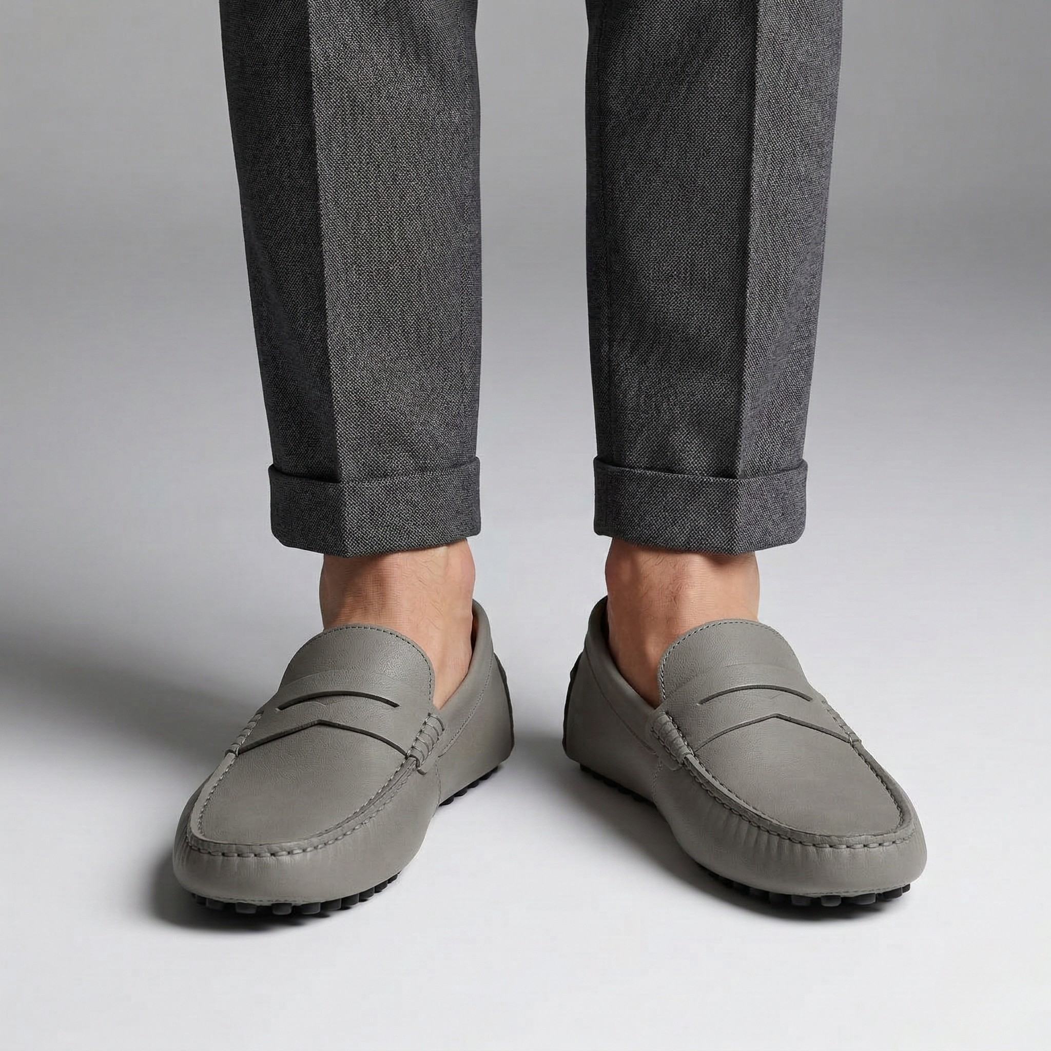 Pánske mokasíny z brúseného semišu, slip-on, pohodlné bežné topánky pre mužov