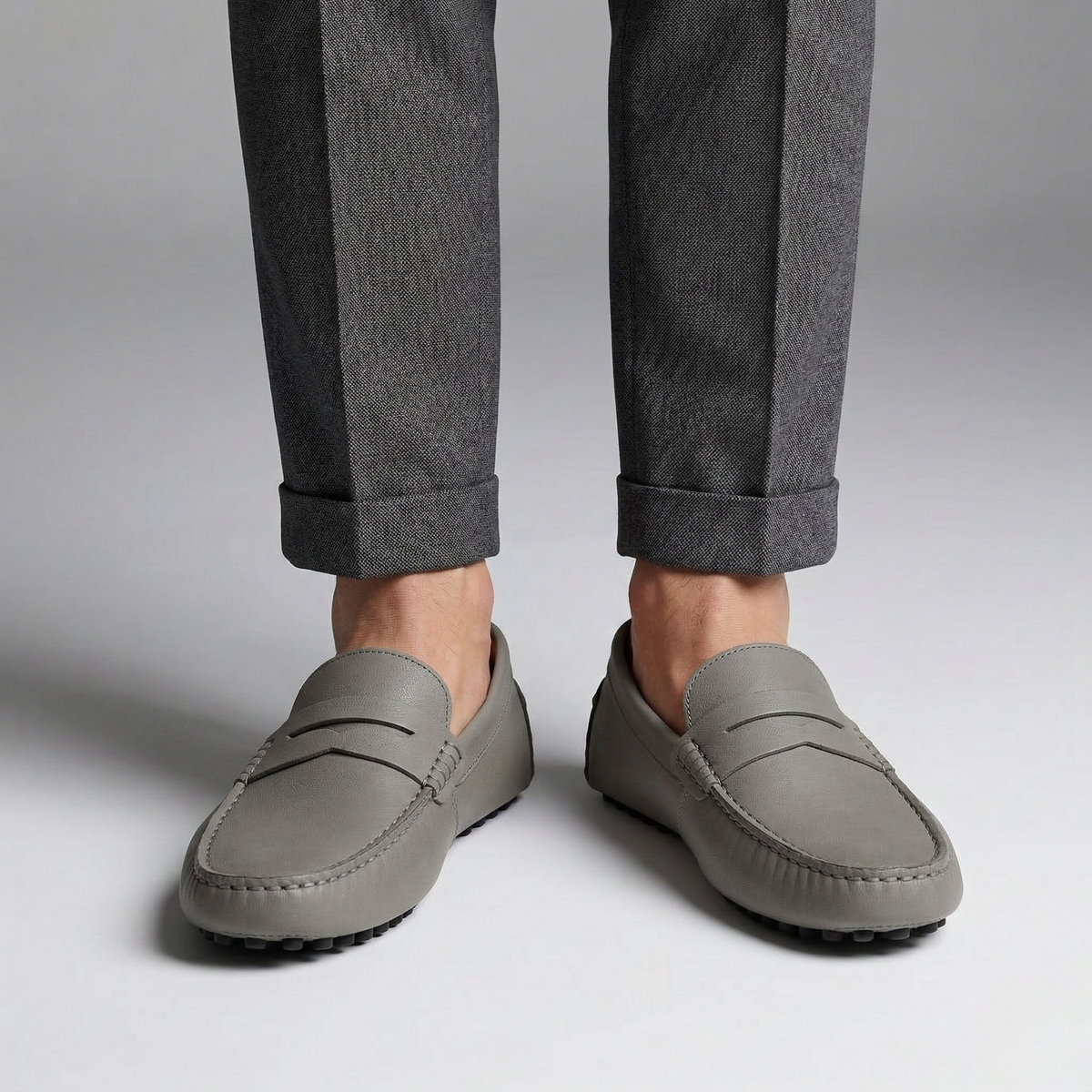 Mocassins pour homme en daim, chaussures à enfiler confortables et décontractées