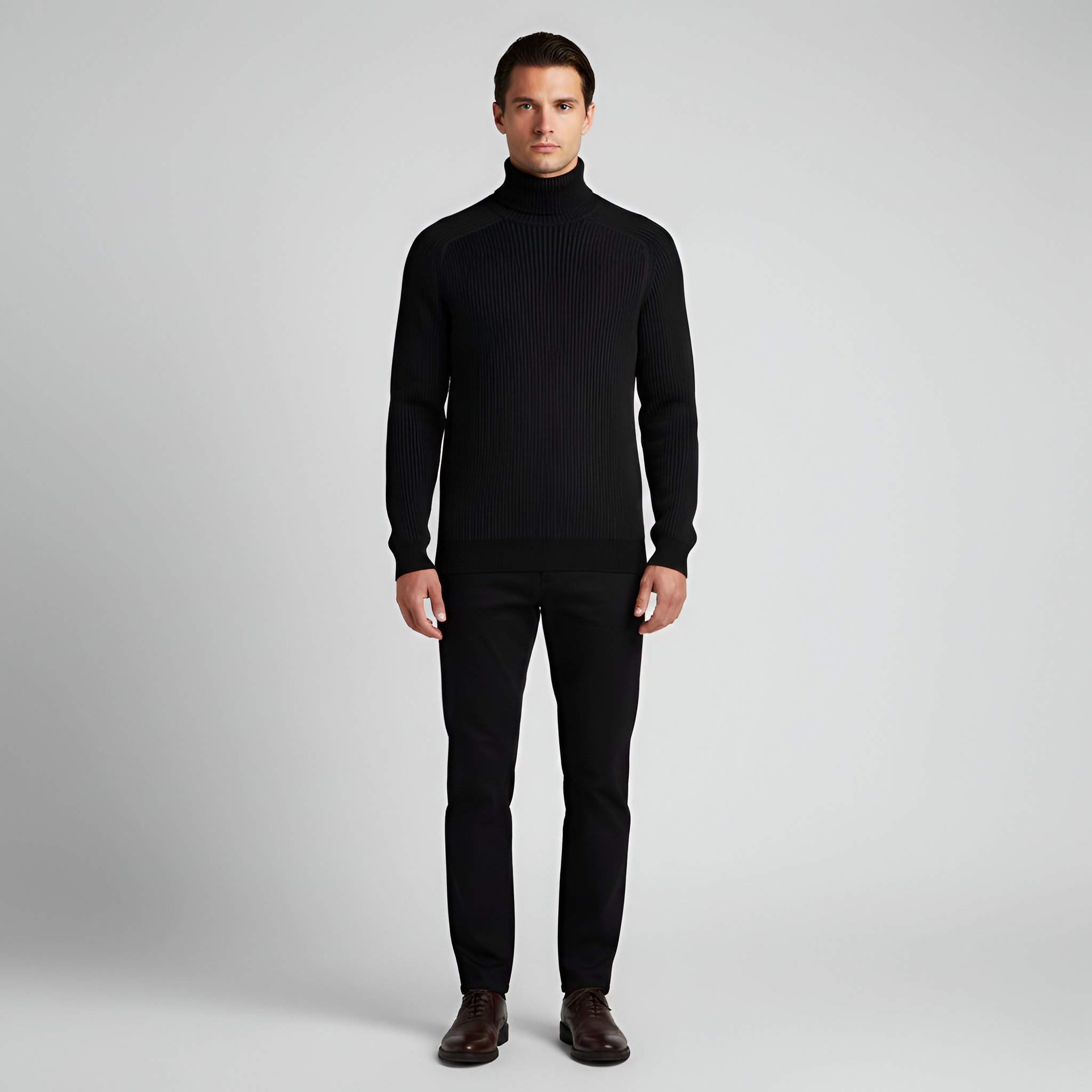 Bellivaro pánsky pletený sveter s rolákom z vlnenej zmesi