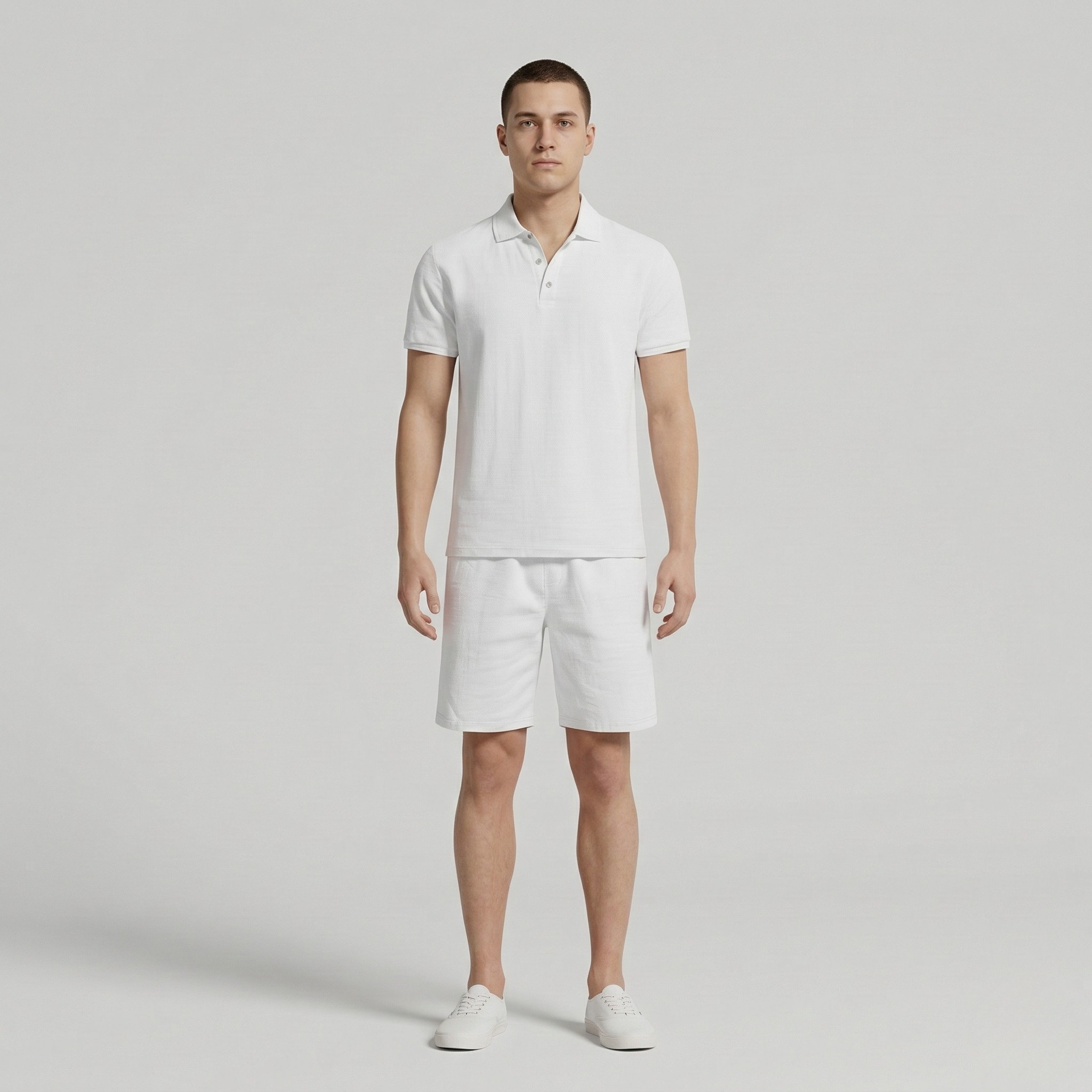 Pánsky letný set s polokošeľou a šortkami z bavlny, pohodlný voľnočasový set pre mužov