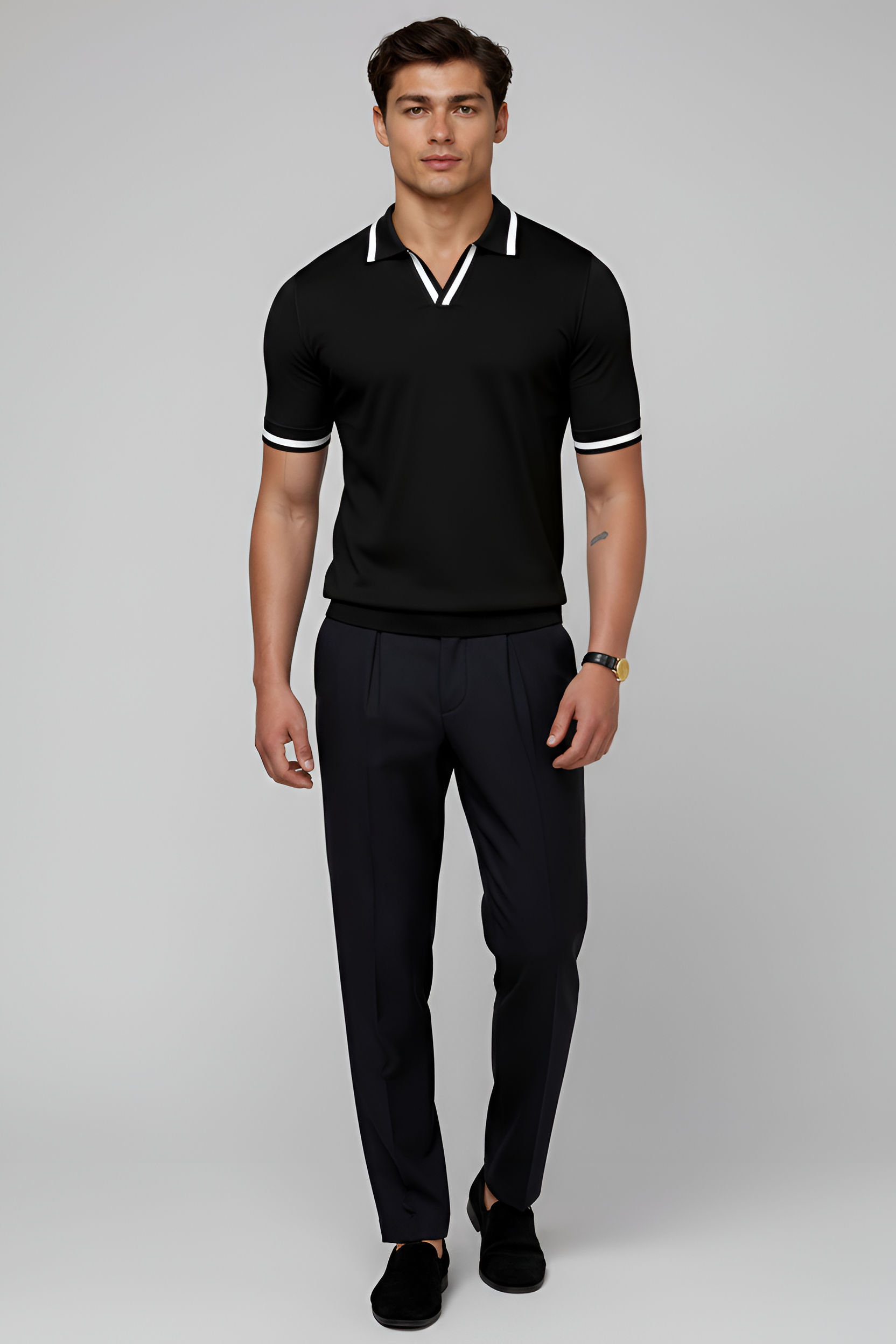 Camiseta tipo polo para hombre de algodón con cuello y manga corta