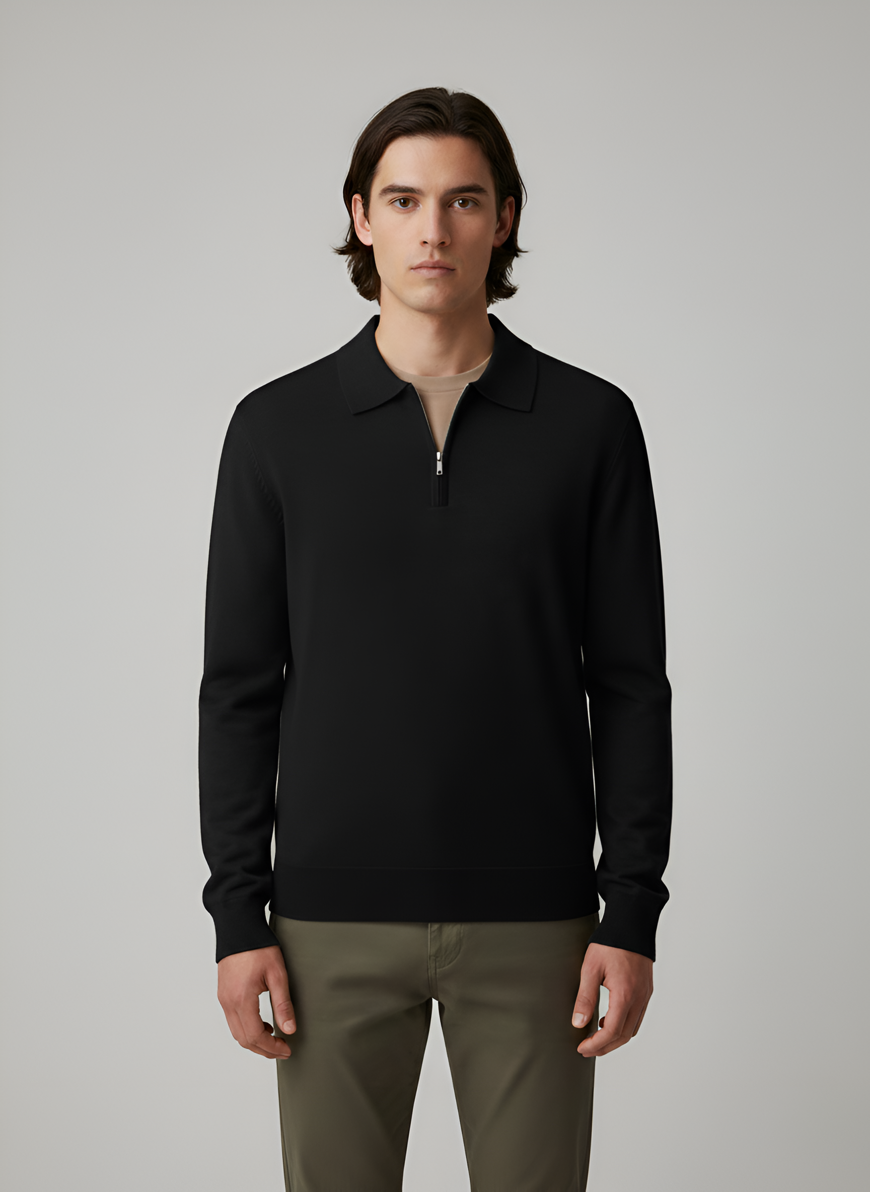 Bellivaro ανδρικό πουλόβερ με φερμουάρ μέχρι τη μέση από μαλλί