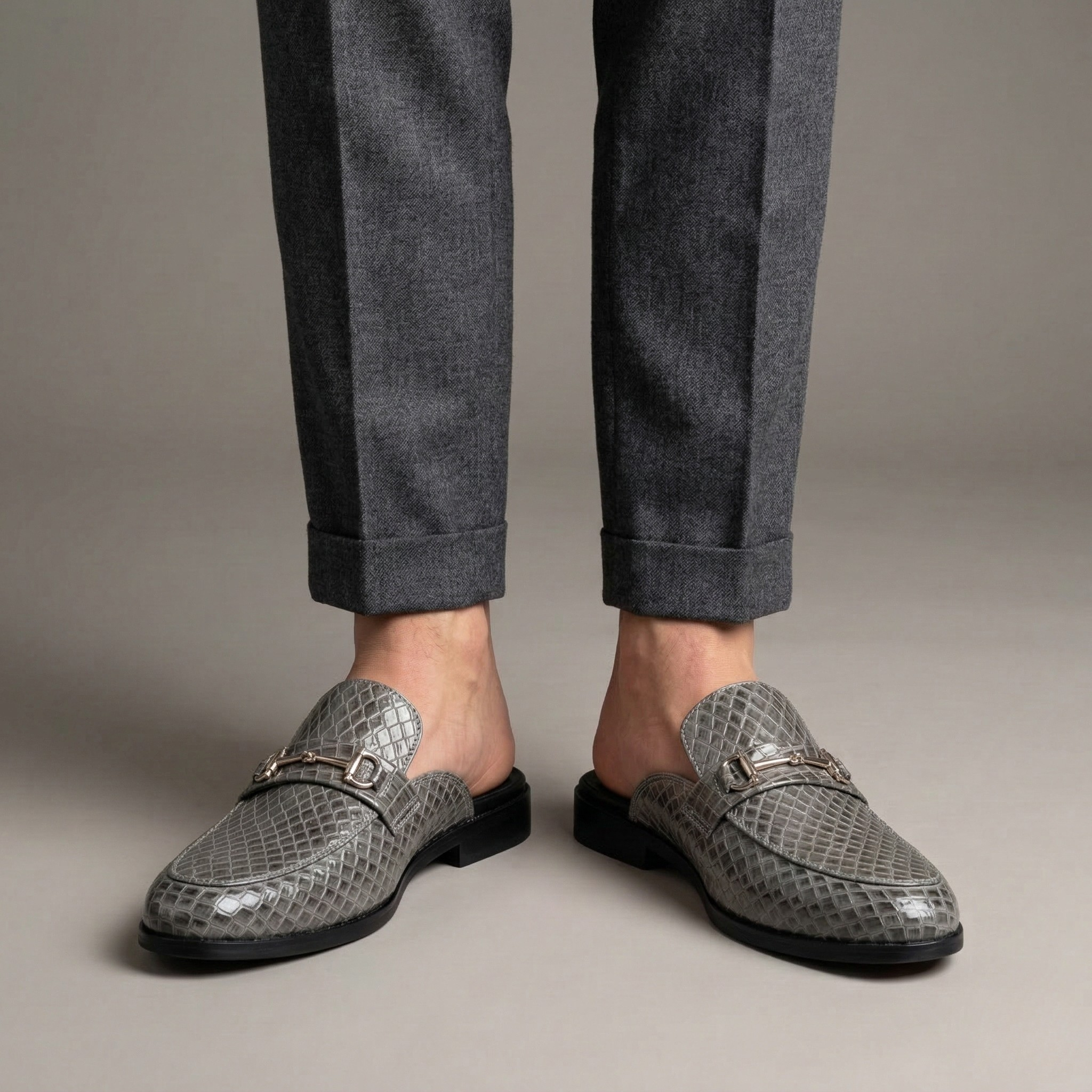 Herre loafers i læder med metalspænde elegante slip-on sko til mænd