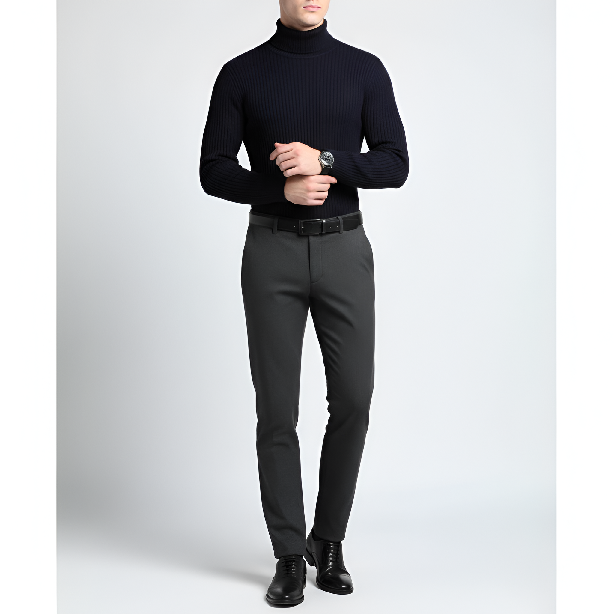 Bellivaro ανδρικό πουλόβερ με ριγέ λαιμόκοψη σε κλασική εφαρμογή