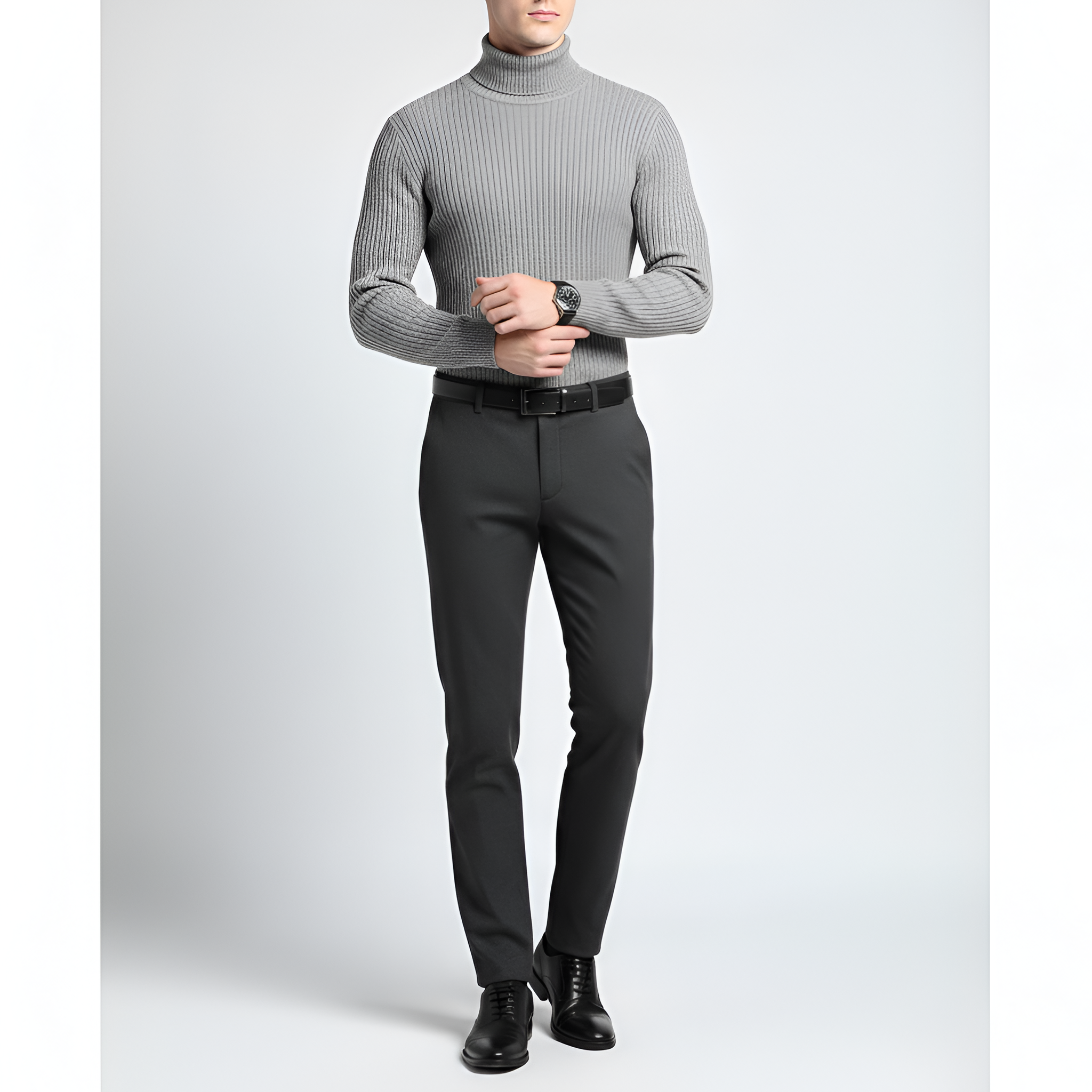 Bellivaro ανδρικό πουλόβερ με ριγέ λαιμόκοψη σε κλασική εφαρμογή