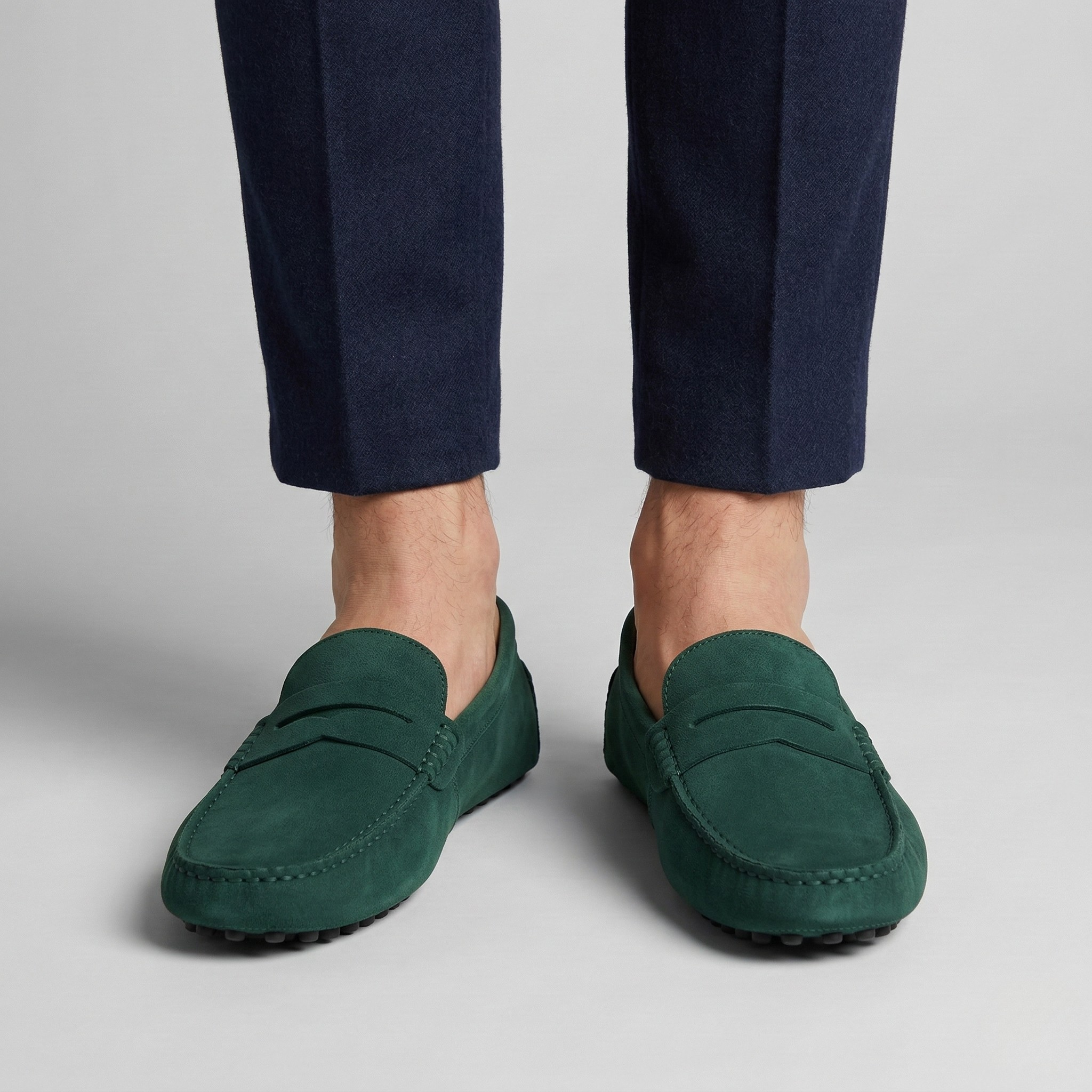 Pánske mokasíny z brúseného semišu, slip-on, pohodlné bežné topánky pre mužov