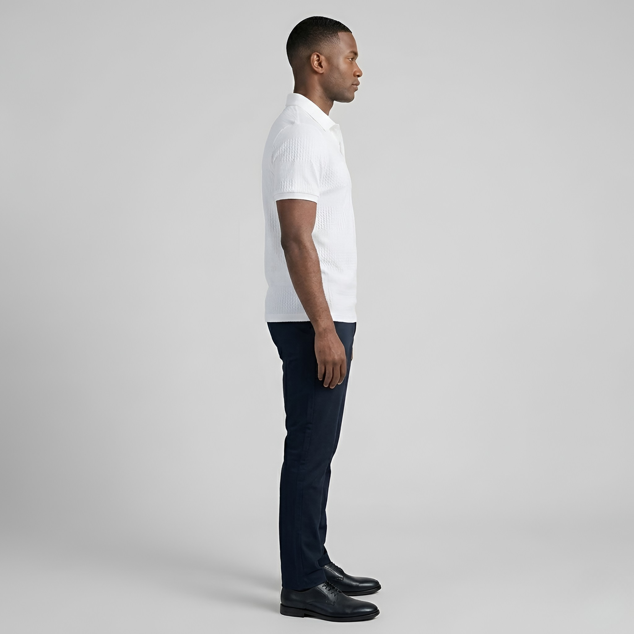 Tricou Polo Bărbați din Bumbac cu Textură, Tricou Polo cu Mâneci Scurte și Guler