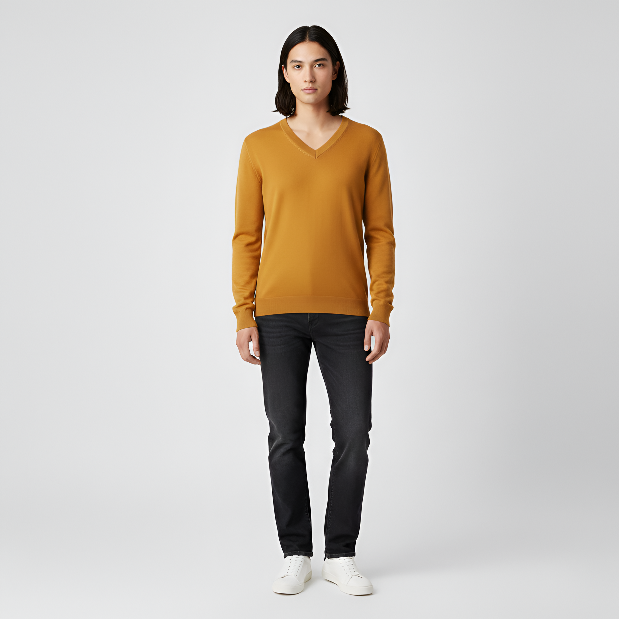 Bellivaro men's knit sweater with V-neck classic fit