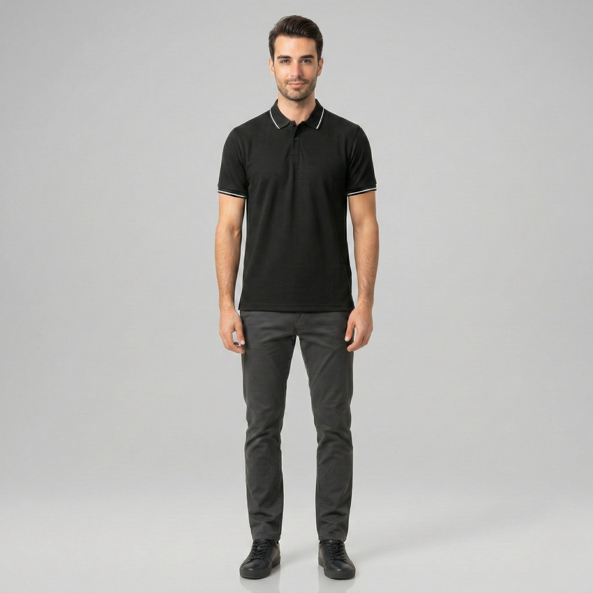 Tricou polo bărbați din bumbac – Polo cu mânecă scurtă și guler