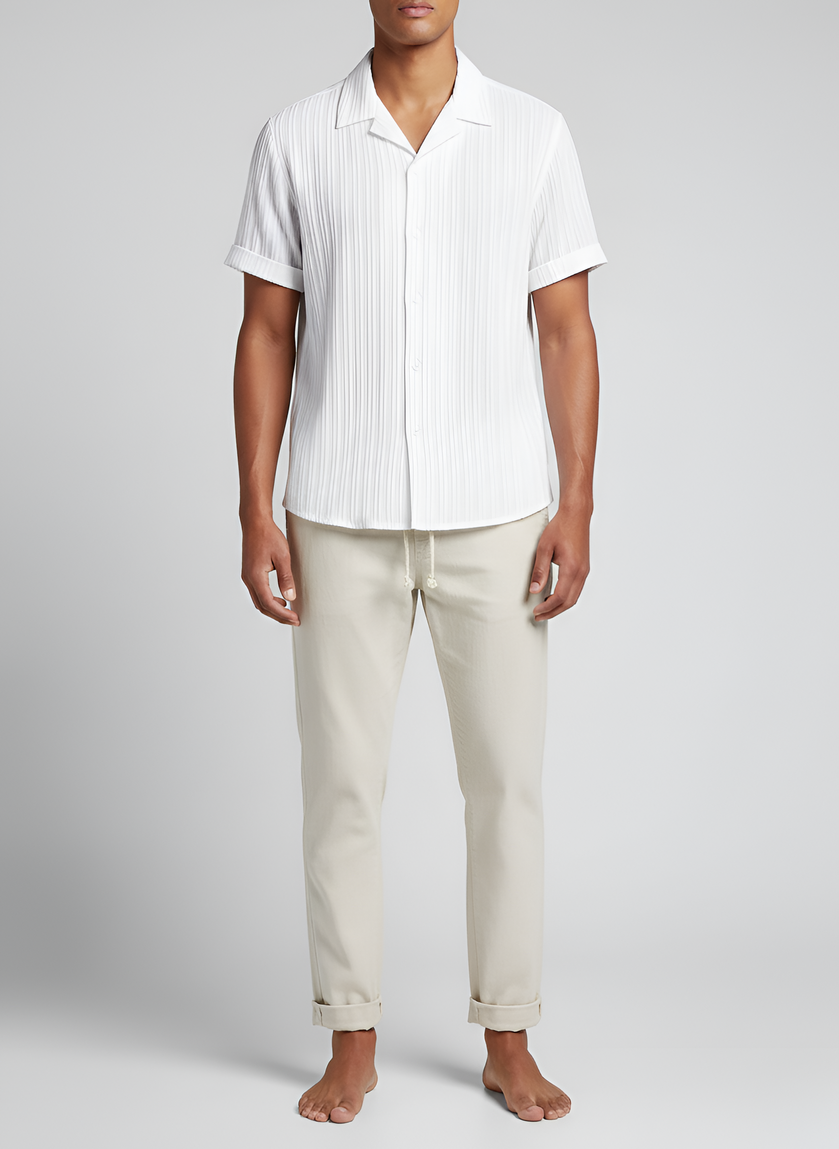 Conjunto de verano para hombre con camisa de manga corta y pantalones de algodón ligero