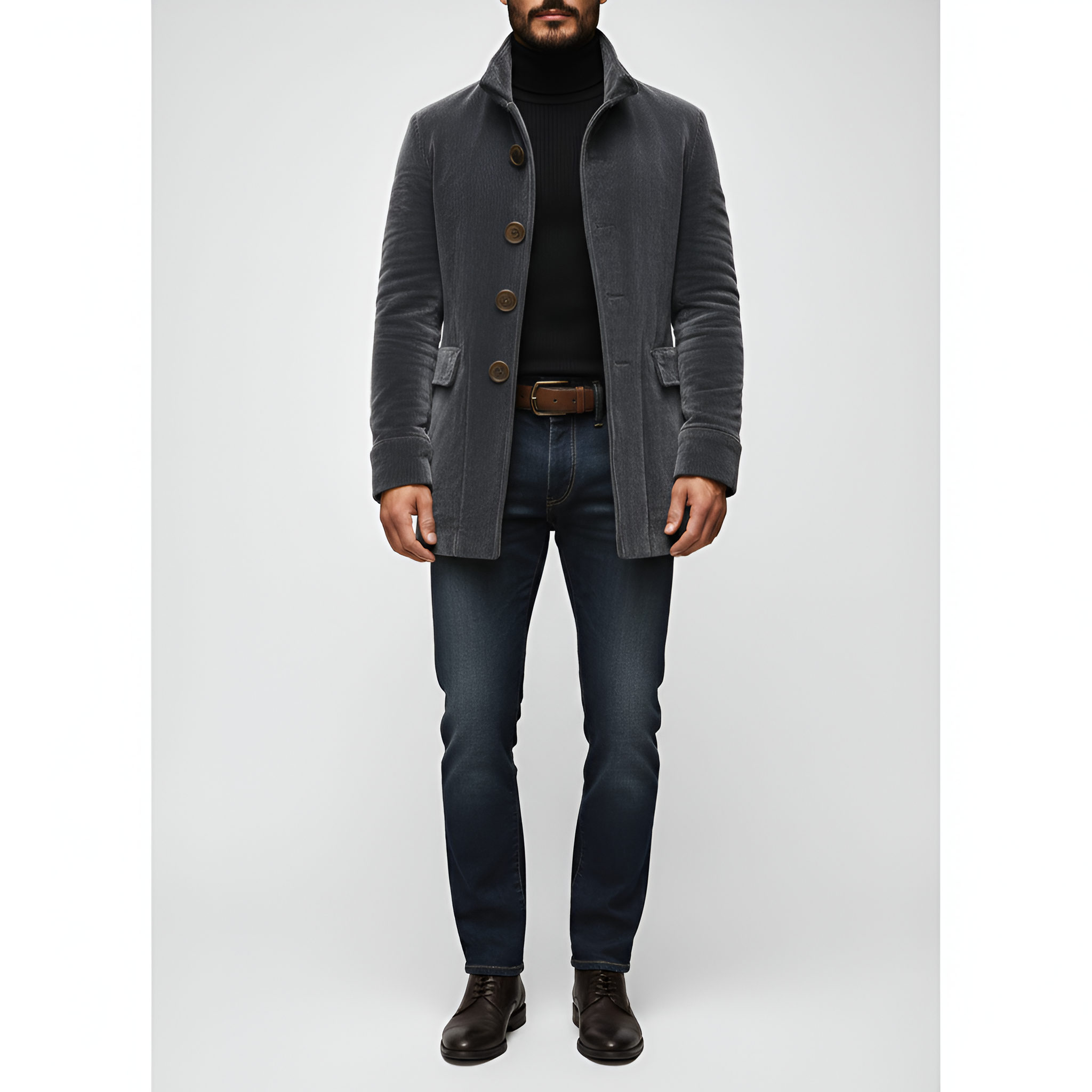 Bellivaro férfi kord kabát gombos záródással