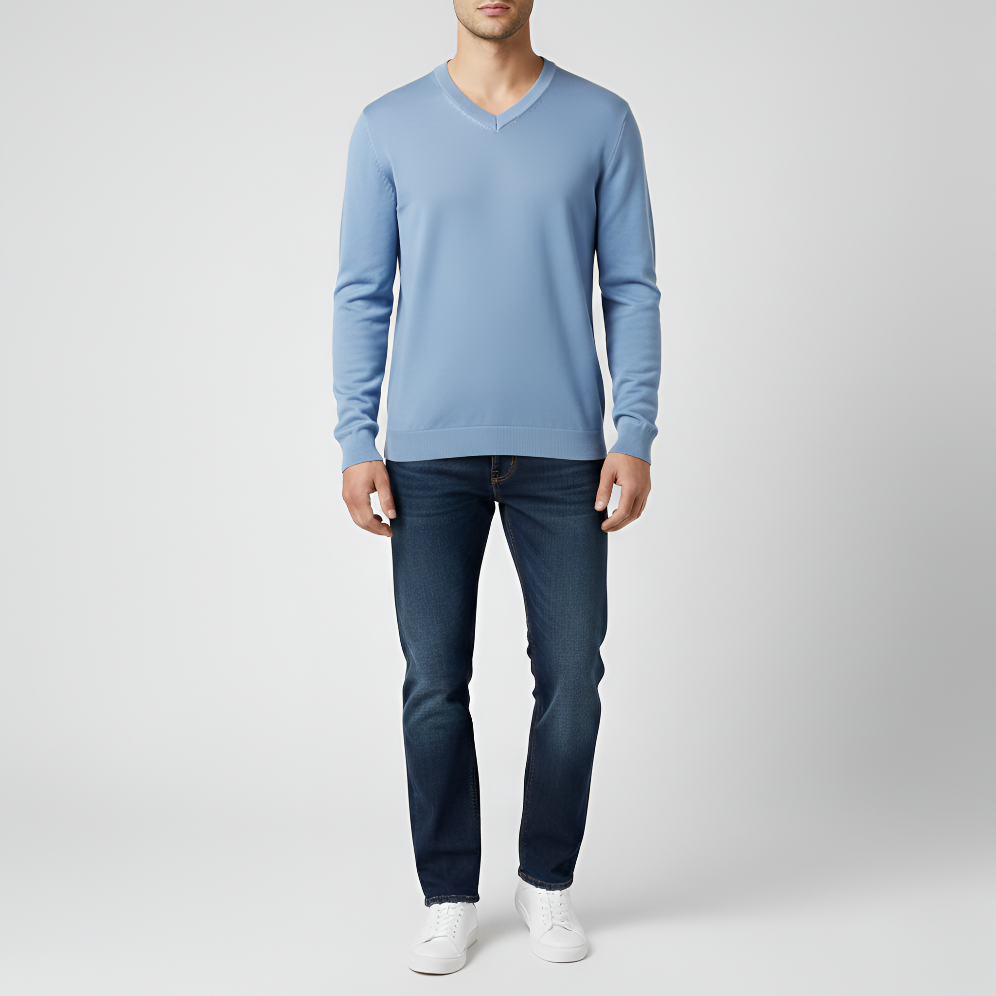 Bellivaro men's knit sweater with V-neck classic fit