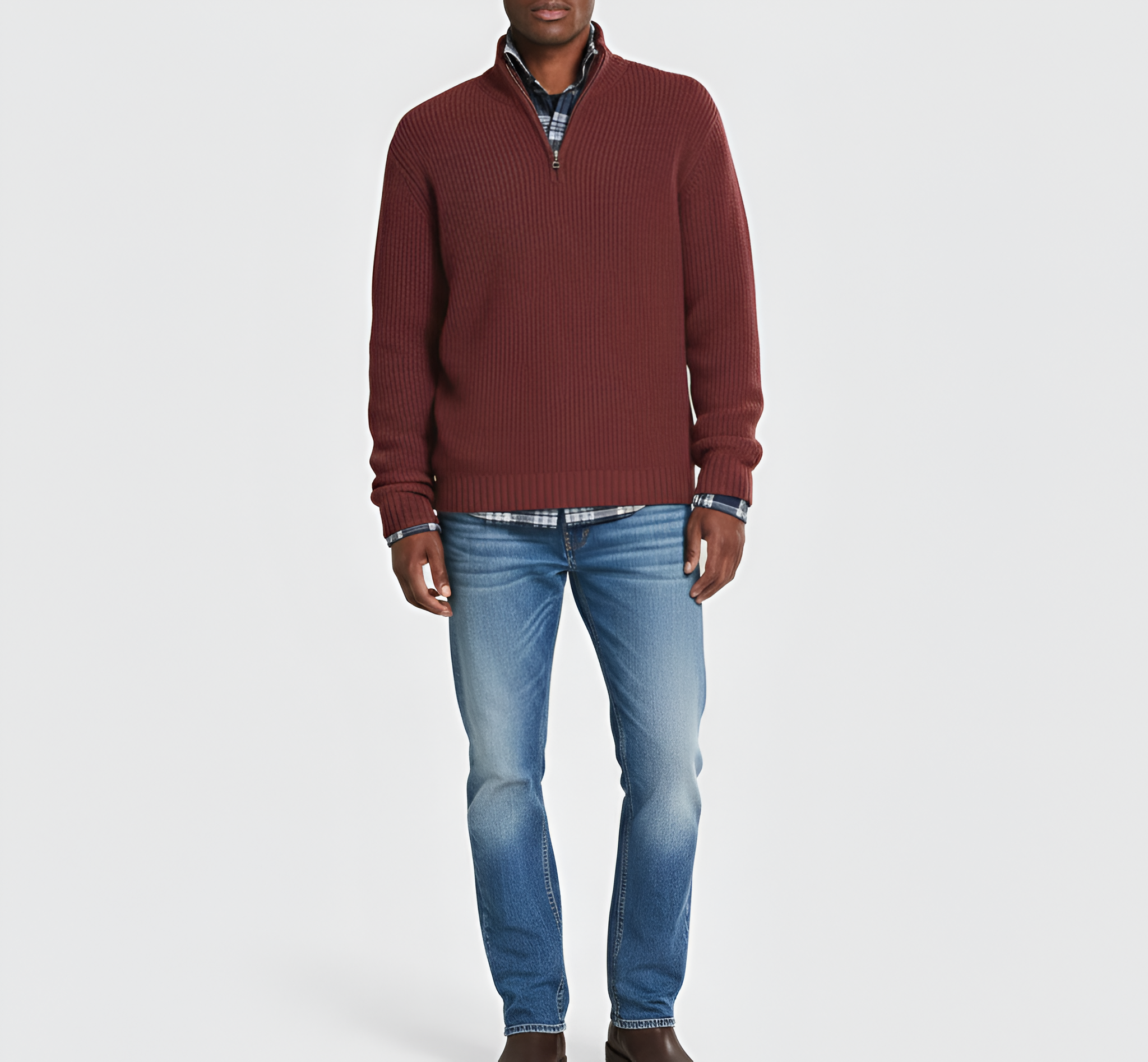 Bellivaro pánsky pletený sveter s polovičným zipsom, dlhý rukáv, voľný strih