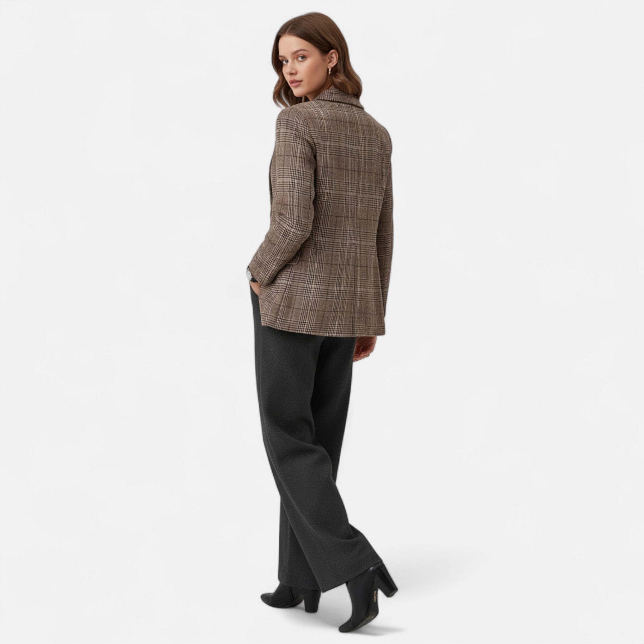 Women's checked blazer – single-button heritage style