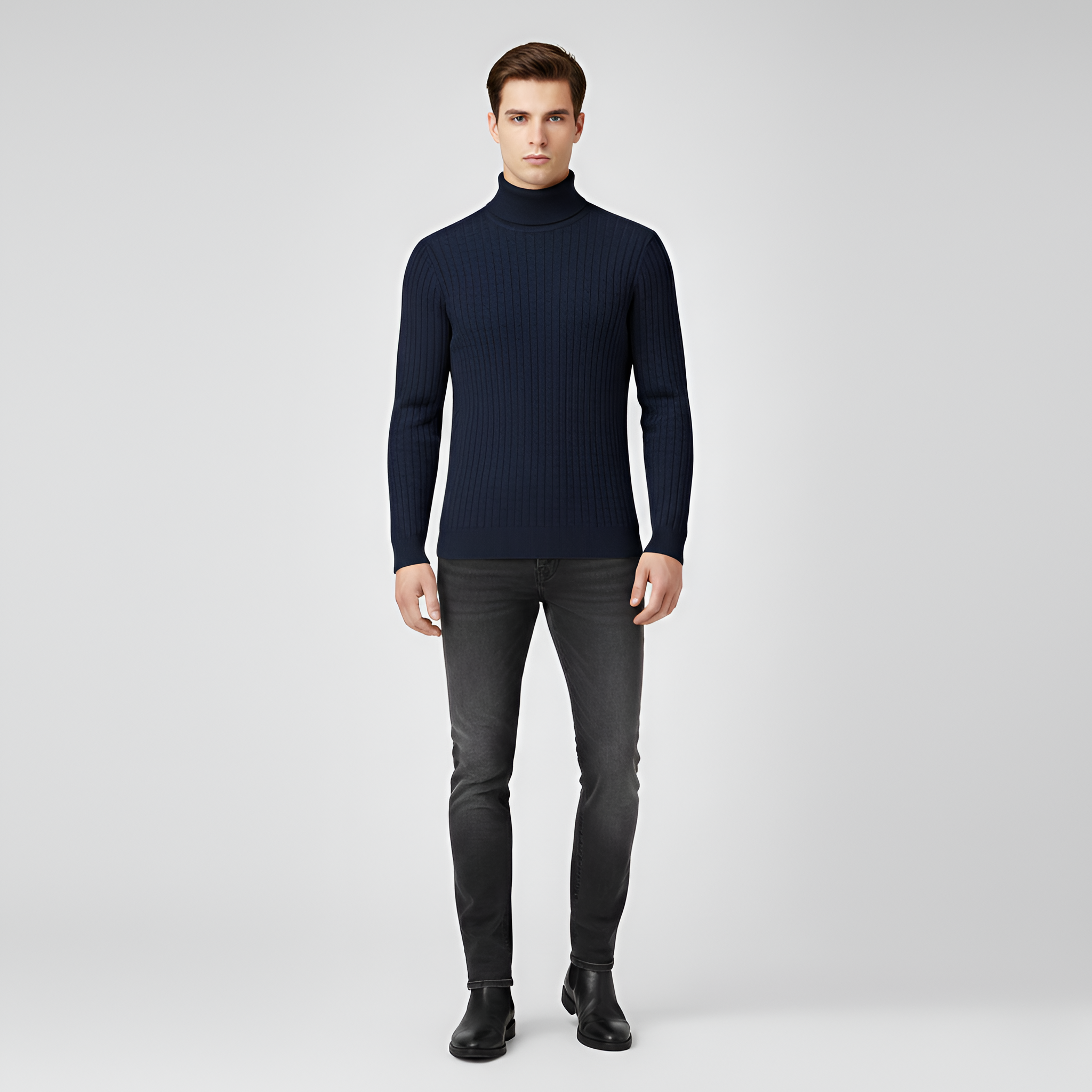 Bellivaro men's turtleneck sweater long-sleeved classic fit