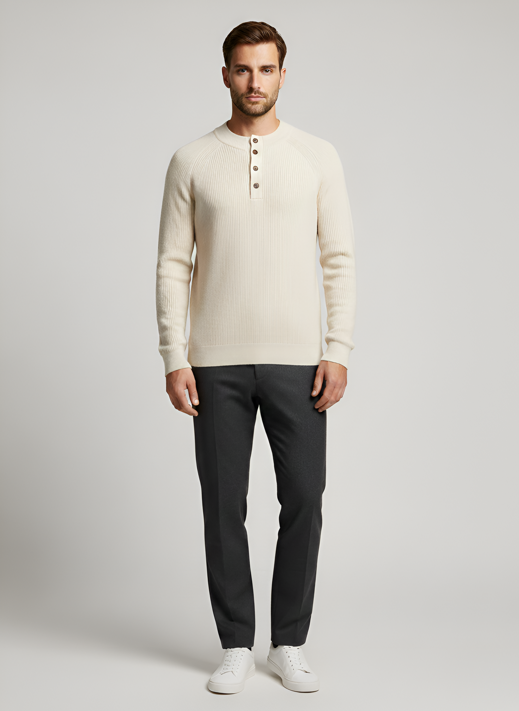 Bellivaro férfi henley pulóver kasmír gyapjúból