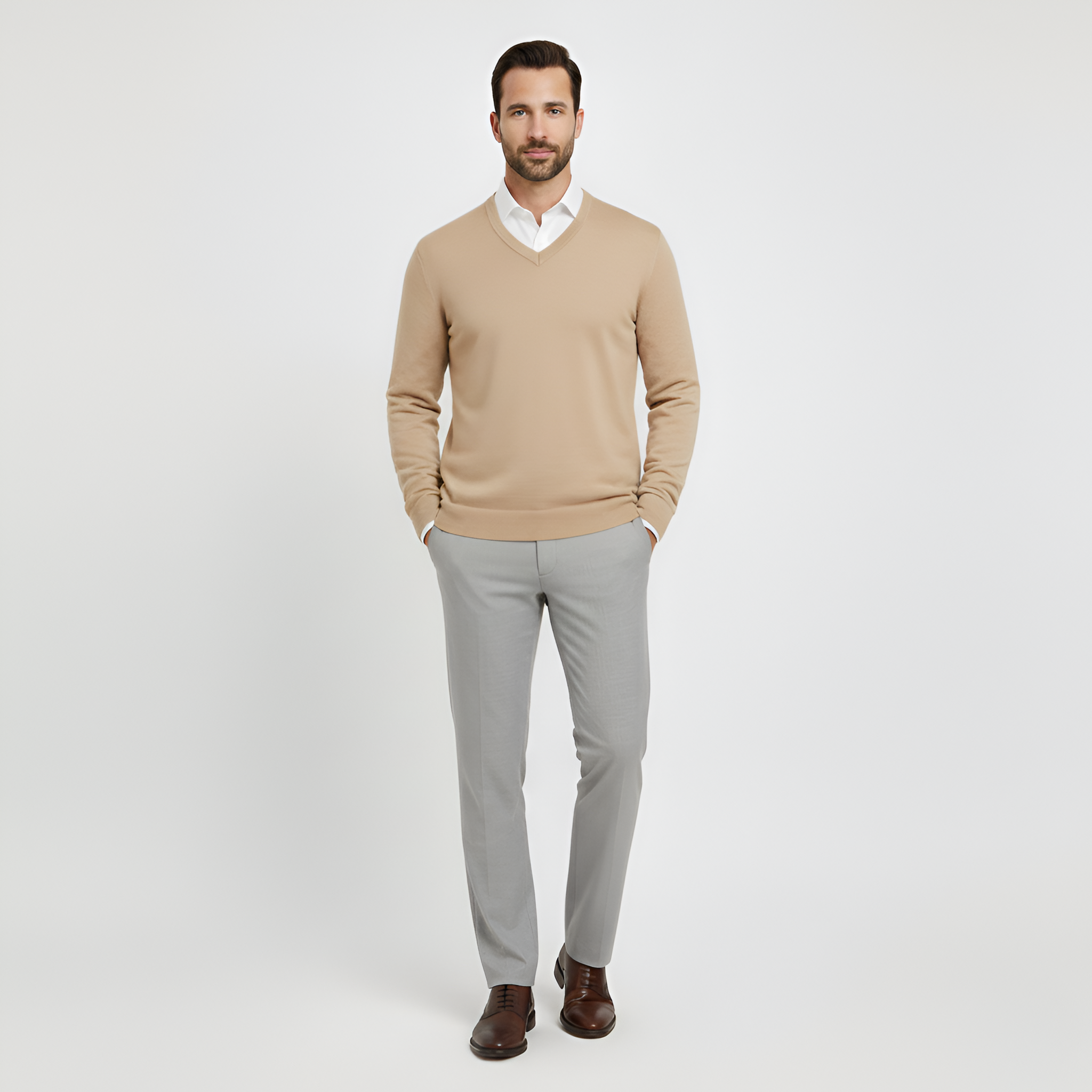 Bellivaro men's knit sweater with V-neck classic fit