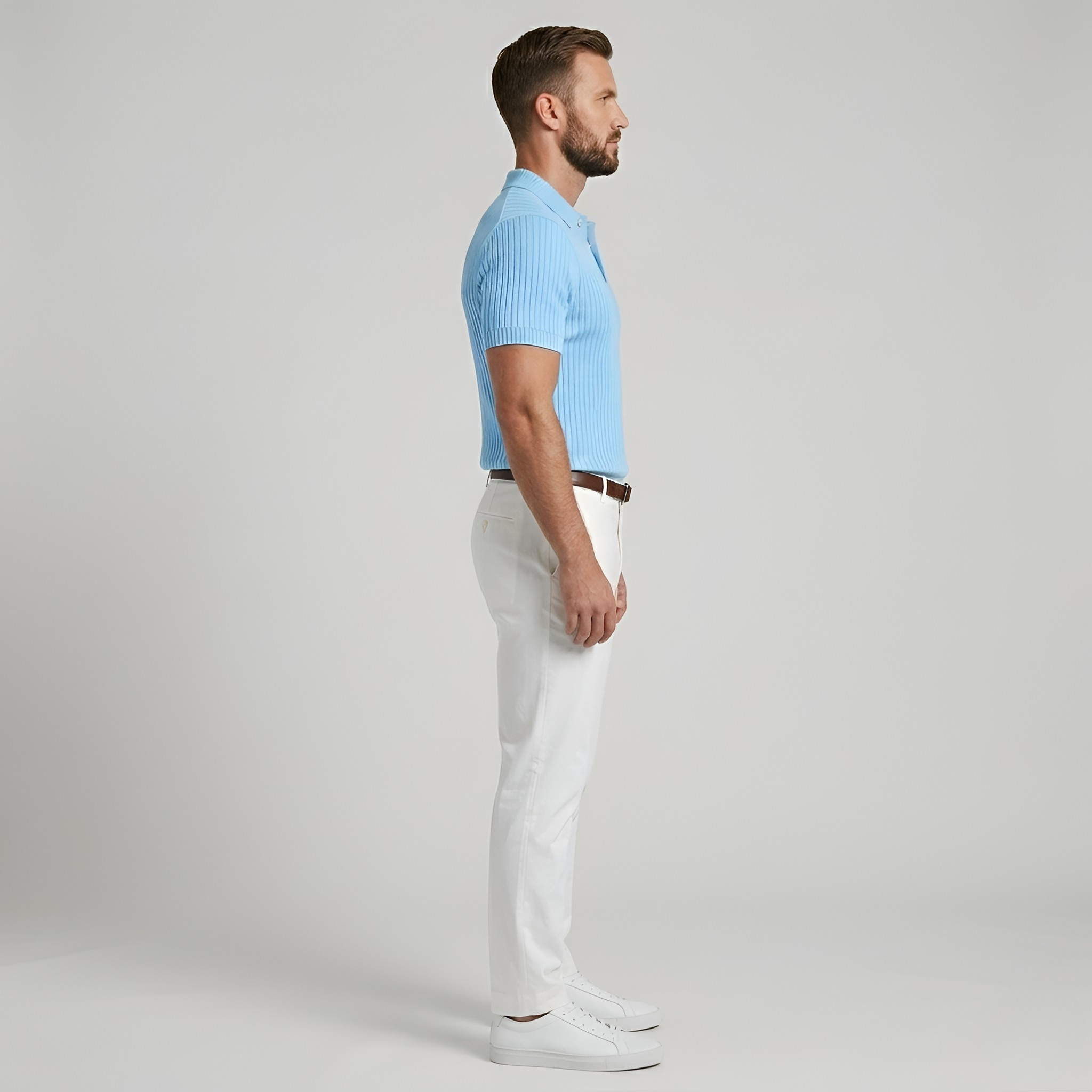 Pánske pletené polo z bavlny, krátky rukáv, rebrované polo tričko s golierom