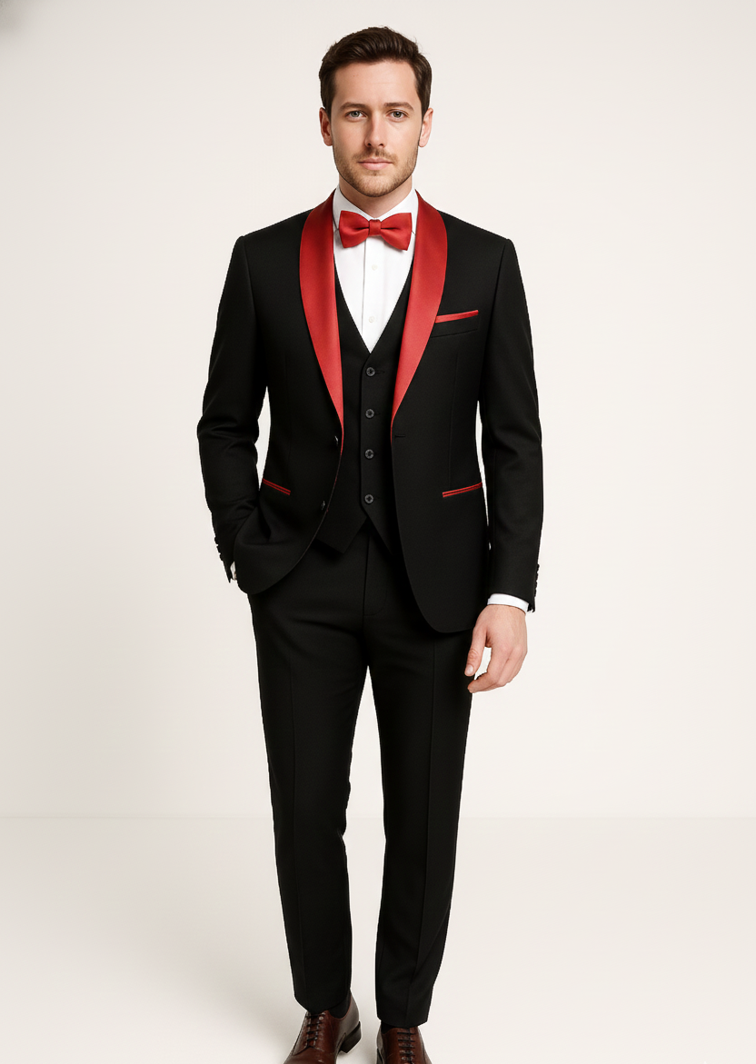 Bellivaro ανδρικό 3-τεμάχιο κοστούμι σμόκιν για γιορτές και γάμους