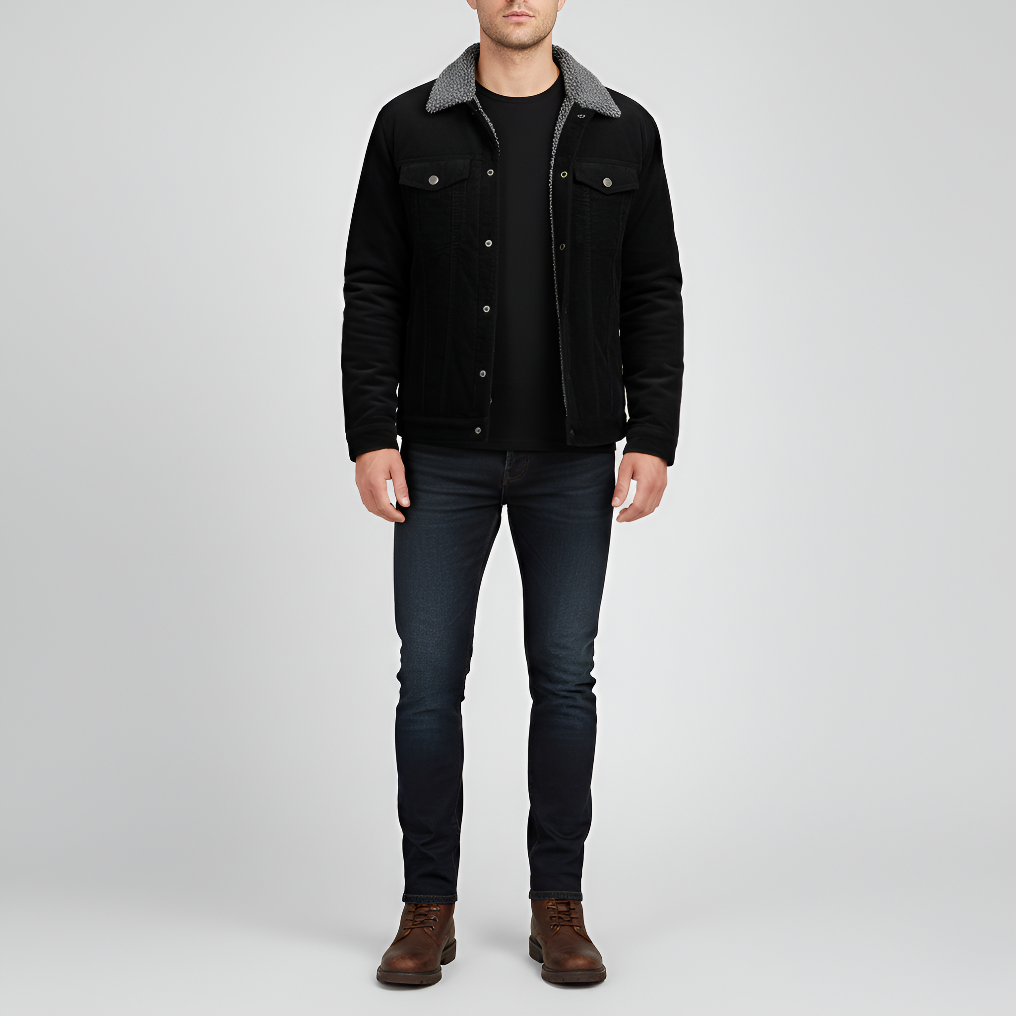 Bellivaro Βελούδινο Μπουφάν Ανδρικό με Επένδυση Sherpa