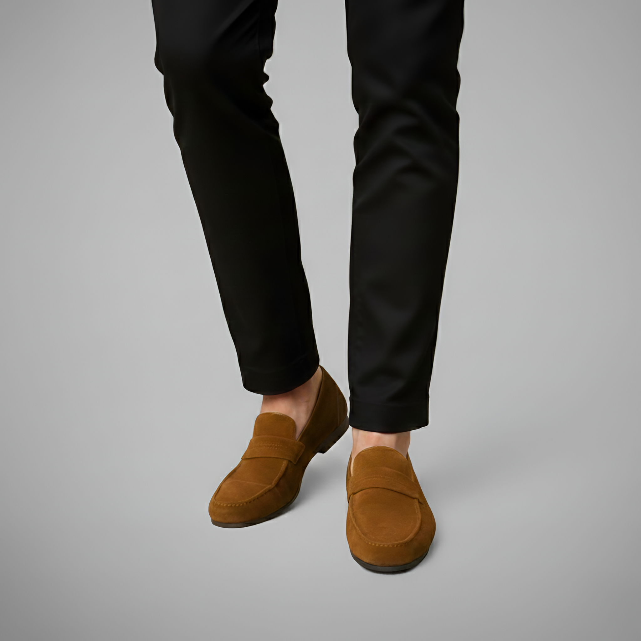 Bellivaro herre loafers i ruskind med slip-on pasform