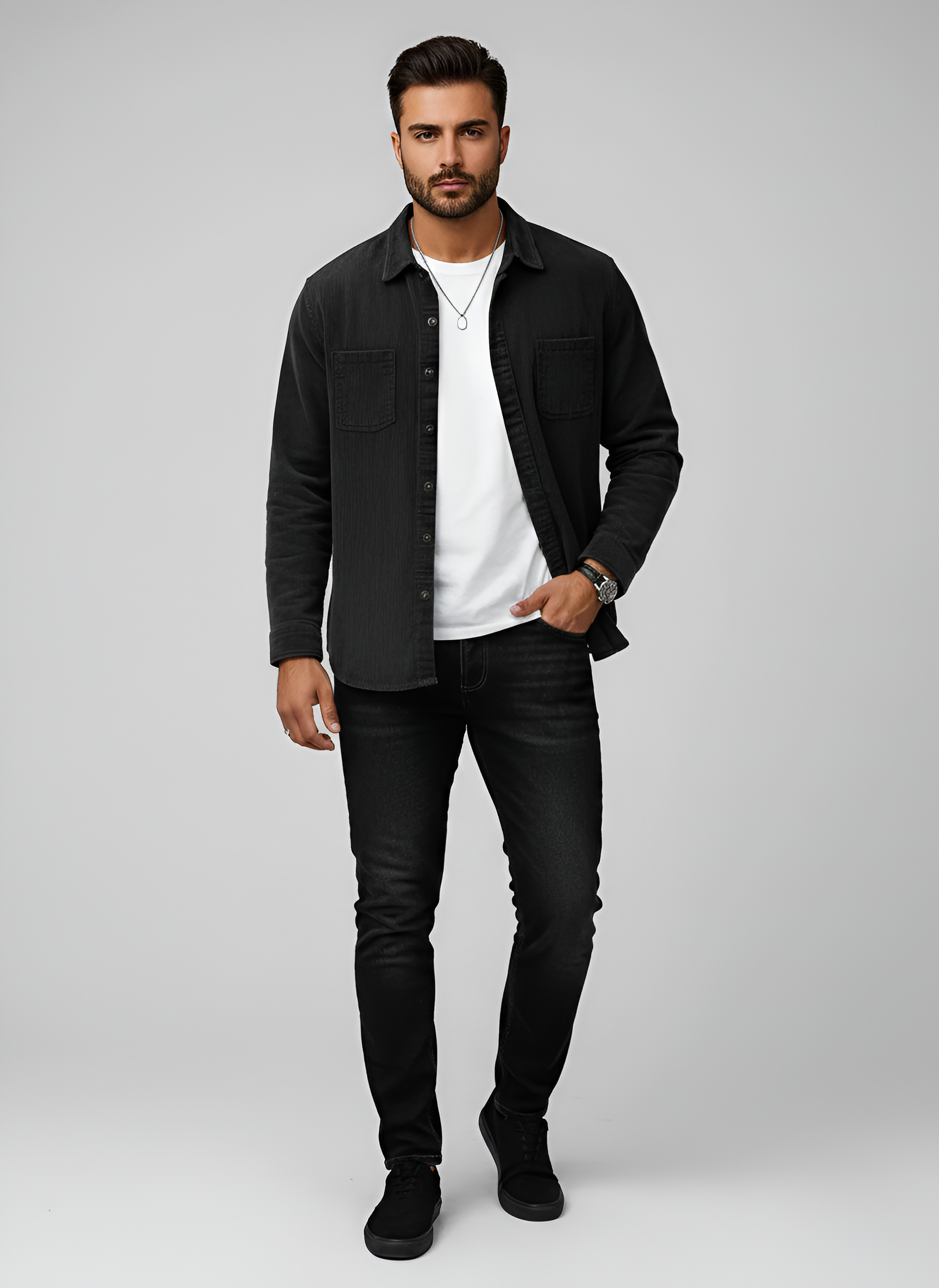 Bellivaro ανδρικό πουκάμισο κορντόρι από βαμβάκι casual με μακριά μανίκια