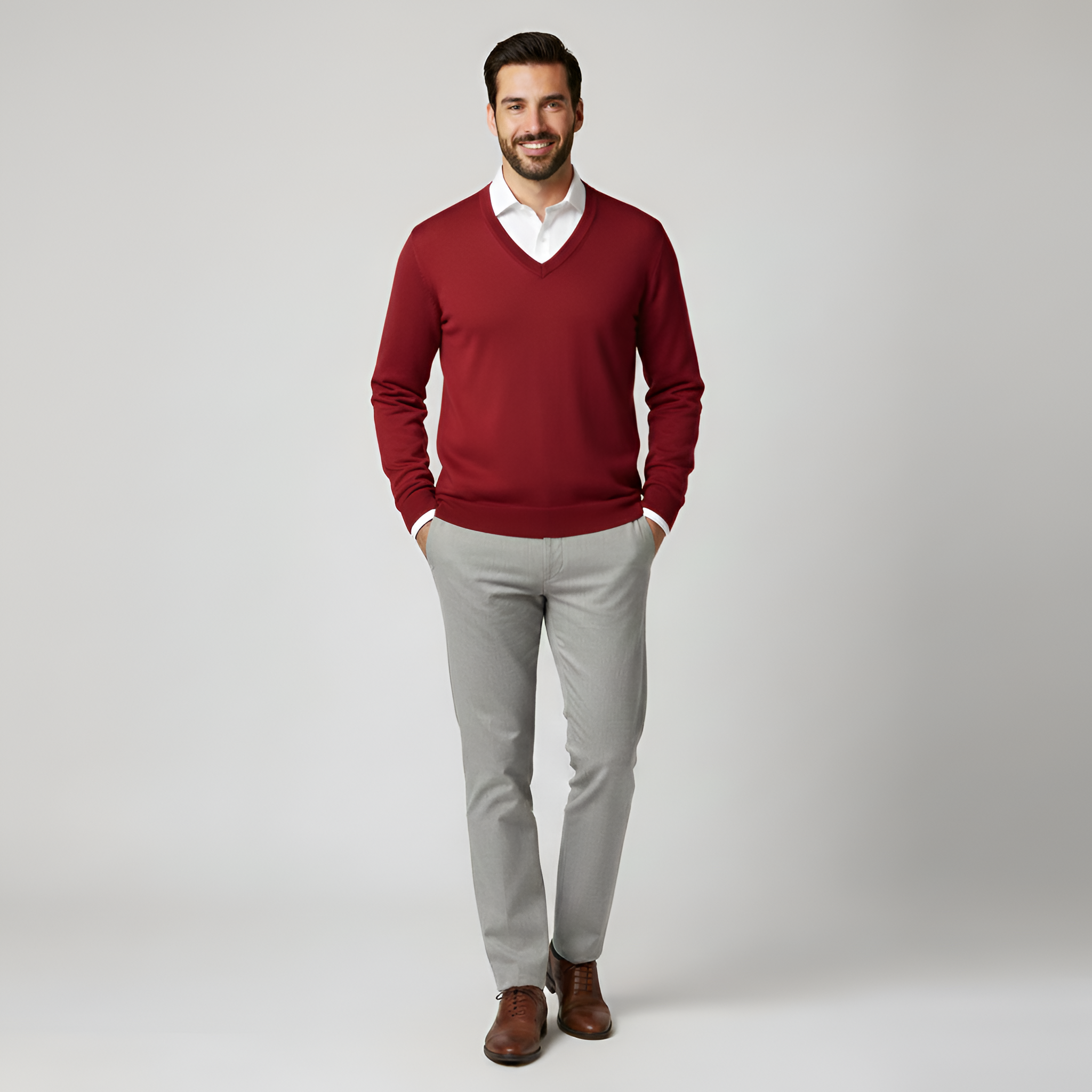 Bellivaro men's knit sweater with V-neck classic fit