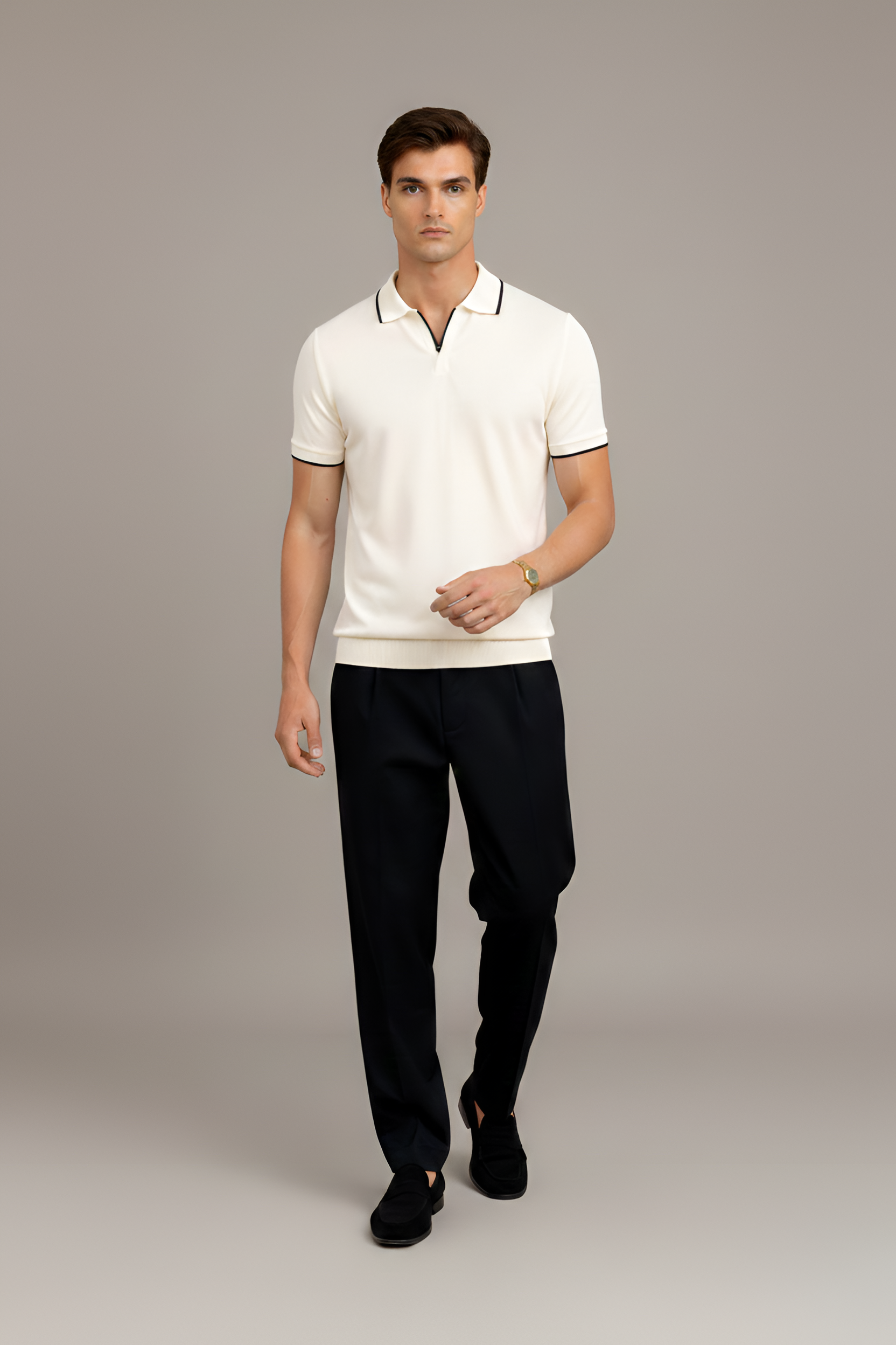 Camiseta tipo polo para hombre de algodón con cuello y manga corta