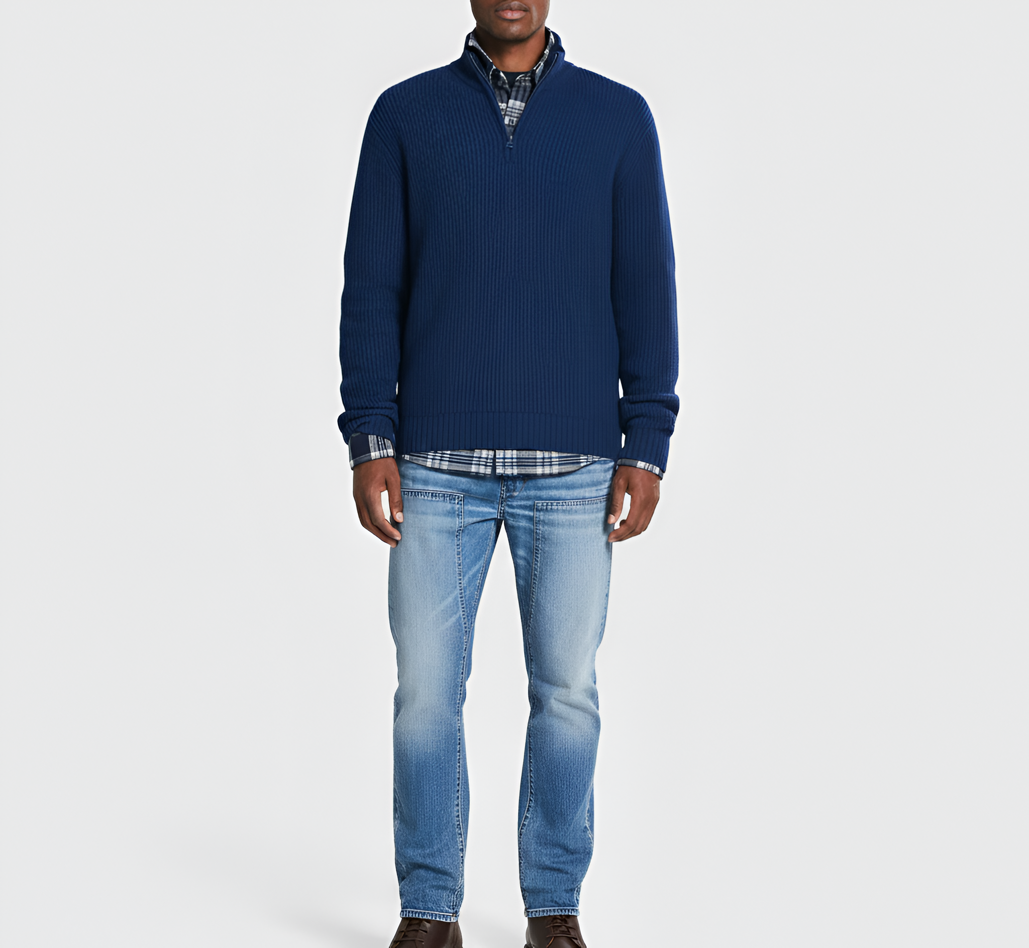 Bellivaro pánsky pletený sveter s polovičným zipsom, dlhý rukáv, voľný strih