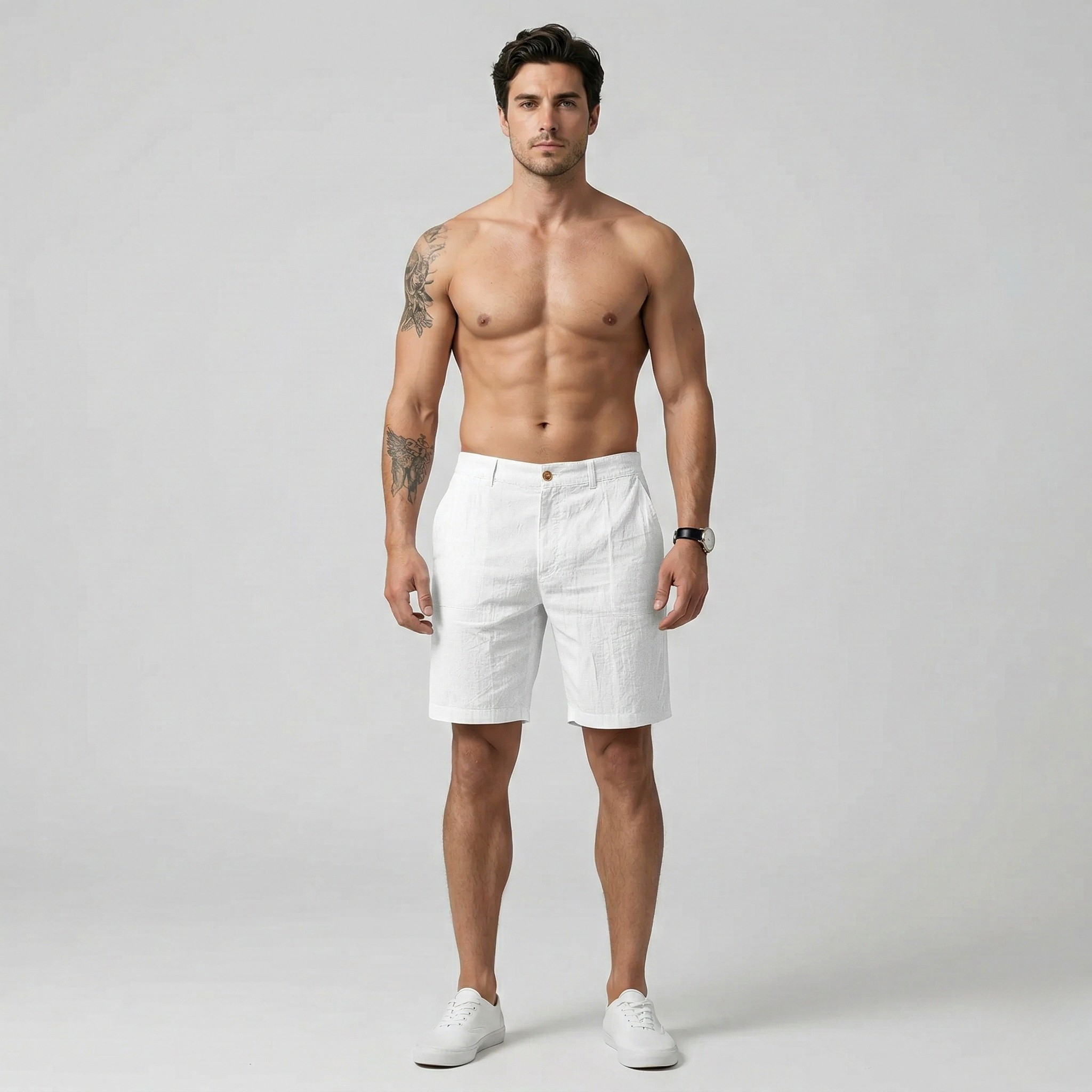 Herre hør shorts med lommer – Sommer shorts i hørblanding