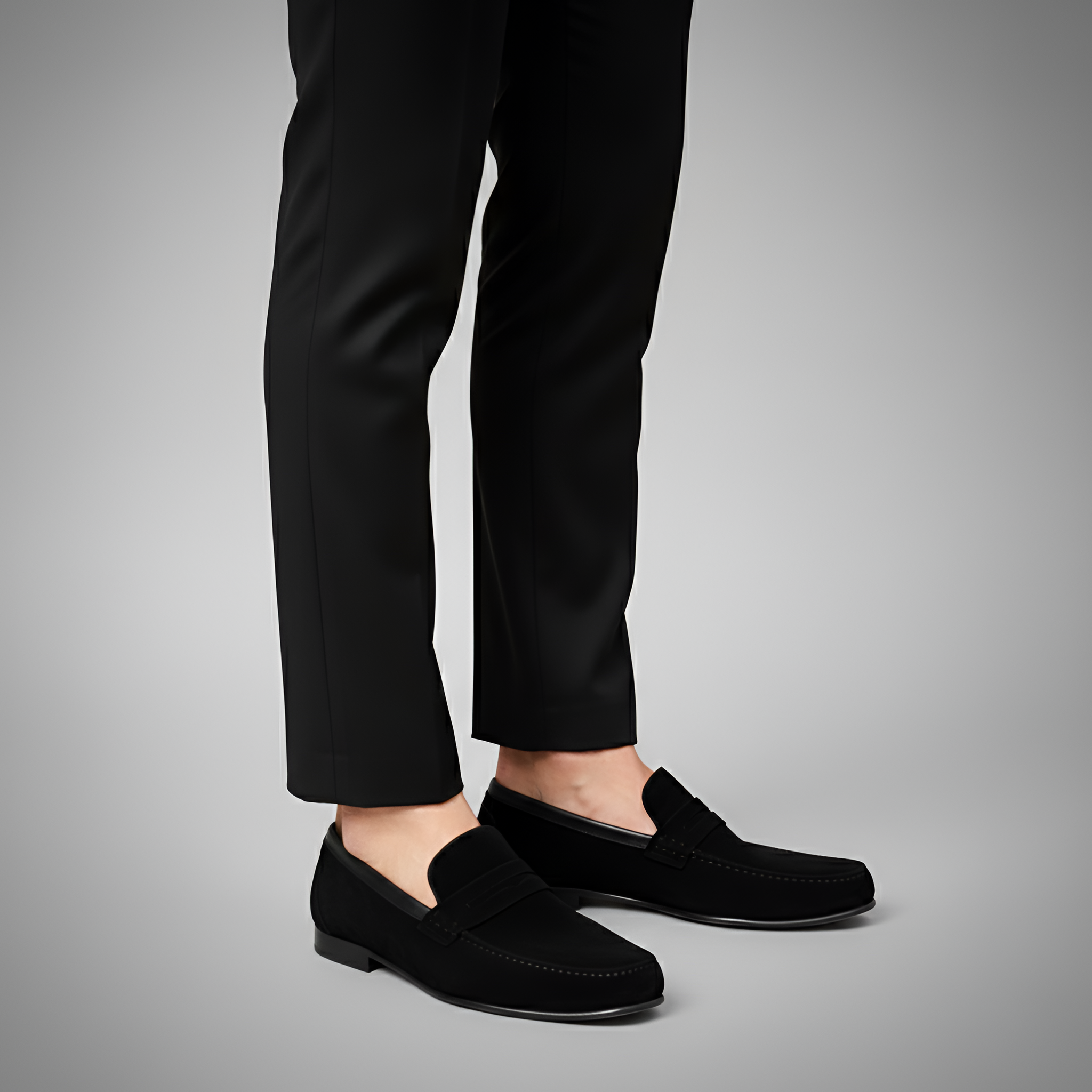 Bellivaro herre loafers i ruskind med slip-on pasform