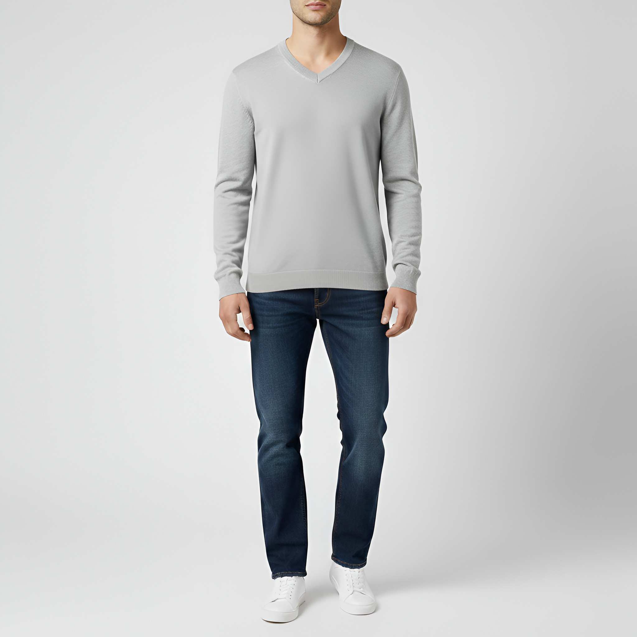 Bellivaro men's knit sweater with V-neck classic fit