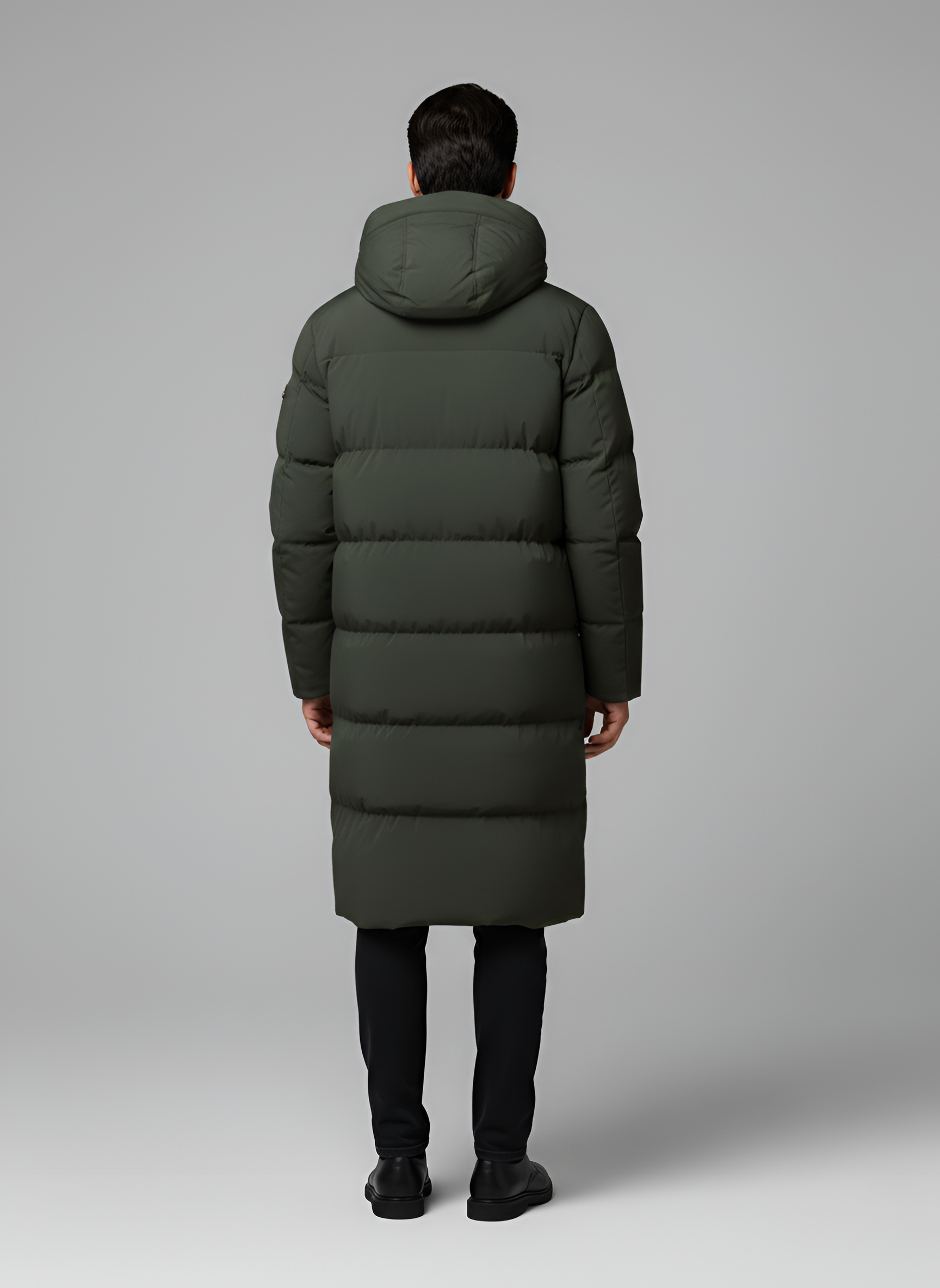 Bellivaro herre parka vinterjakke foret med hætte lang model