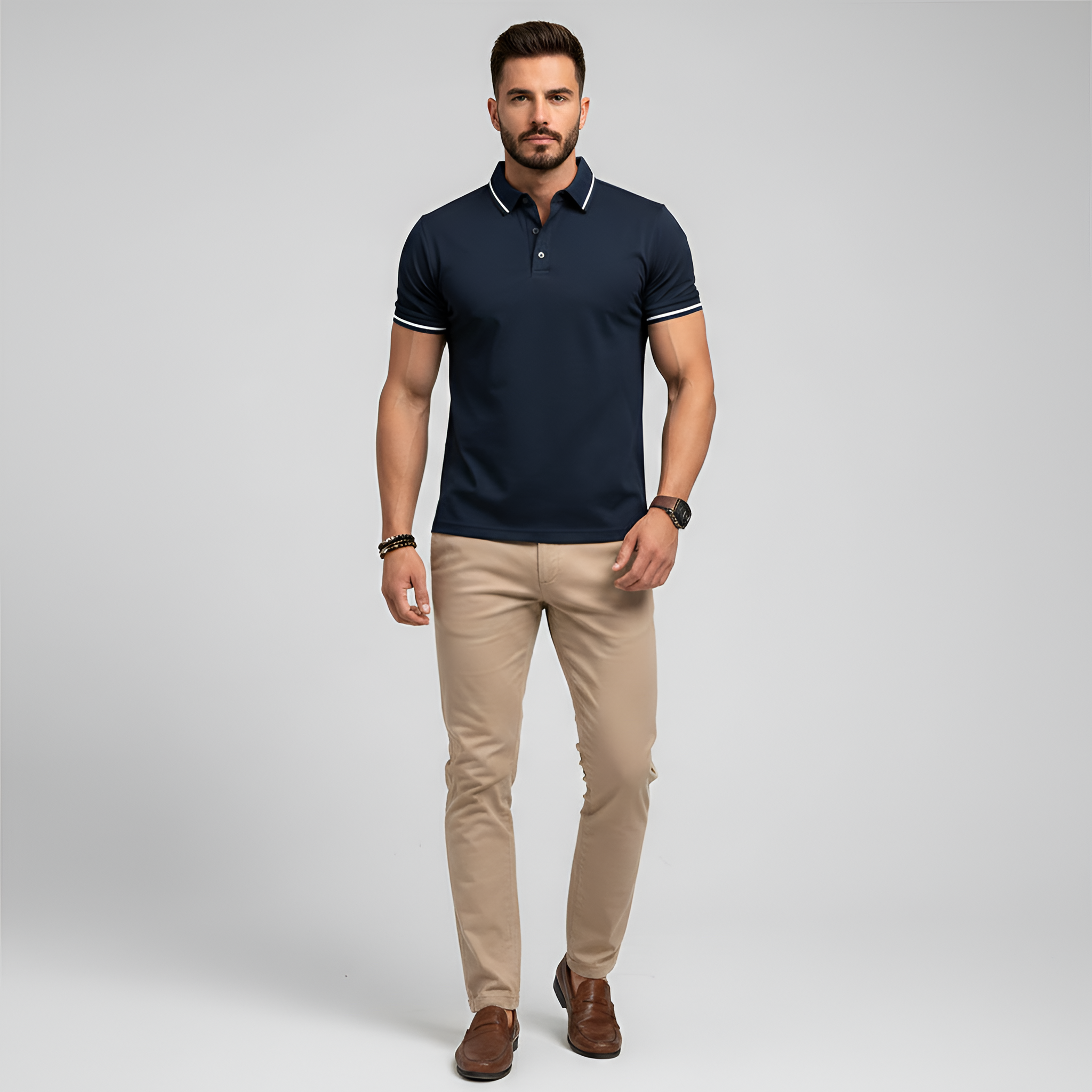 Pánské polo tričko z bavlny – úzký střih krátký rukáv polo košile