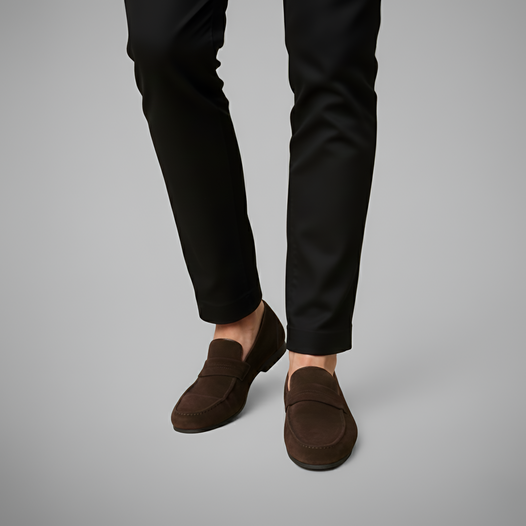 Bellivaro herre loafers i ruskind med slip-on pasform