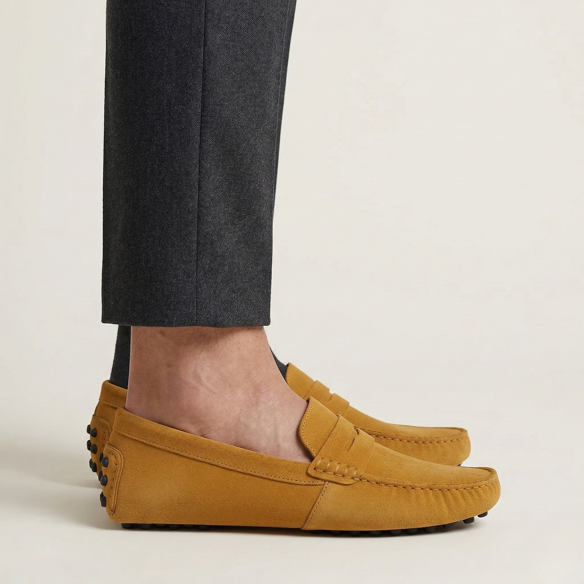 Pánske mokasíny z brúseného semišu, slip-on, pohodlné bežné topánky pre mužov