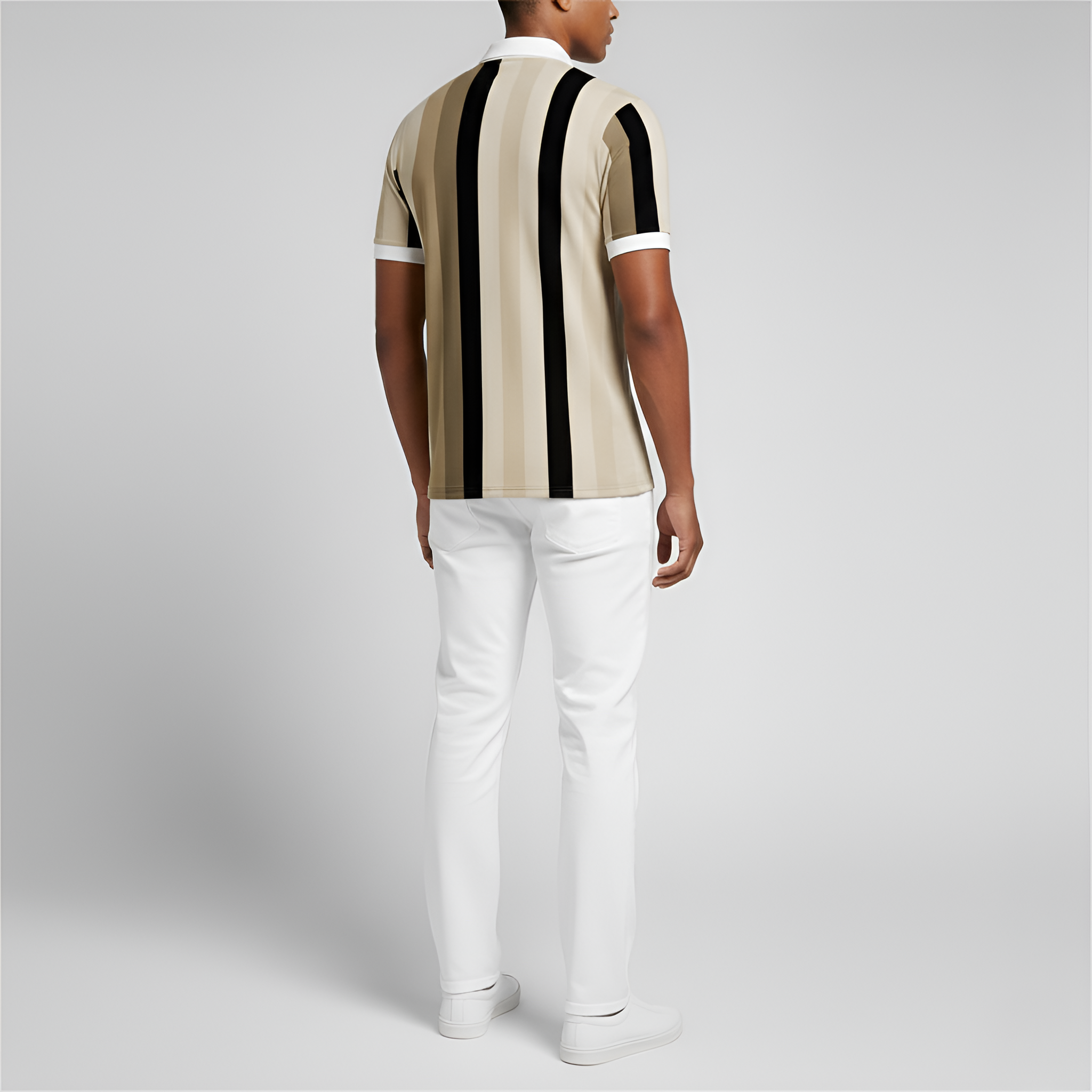 Pánske polokošeľa s krátkym rukávom a zipsom – priliehavá polokošeľa s pruhmi