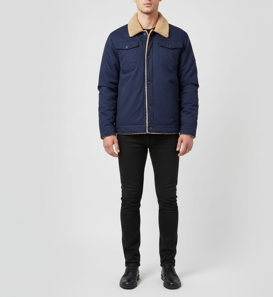 Bellivaro ανδρικό χειμερινό μπουφάν με επένδυση sherpa στο γιακά και ζεστό μείγμα βαμβακιού