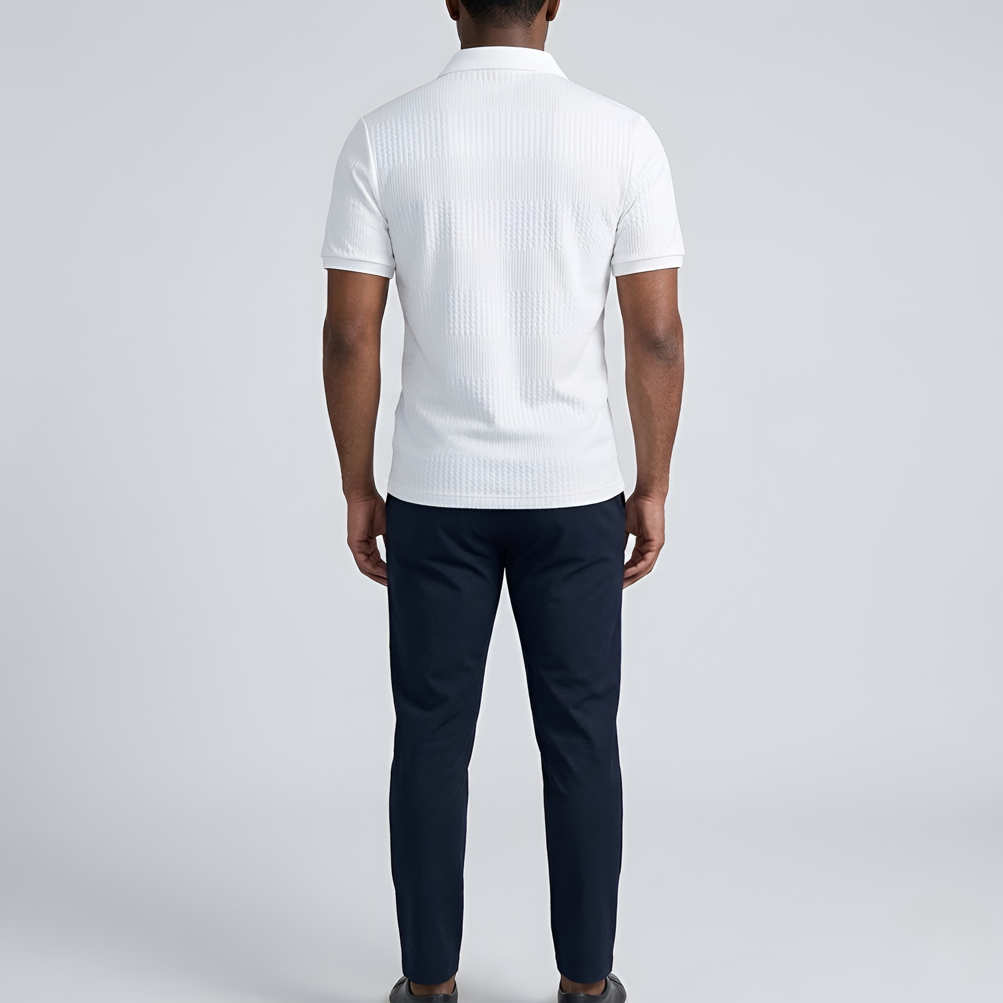 Tricou Polo Bărbați din Bumbac cu Textură, Tricou Polo cu Mâneci Scurte și Guler