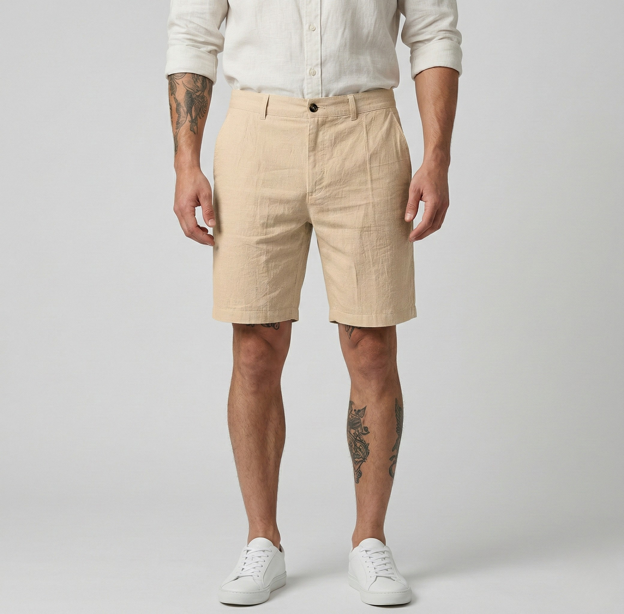 Herre hør shorts med lommer – Sommer shorts i hørblanding