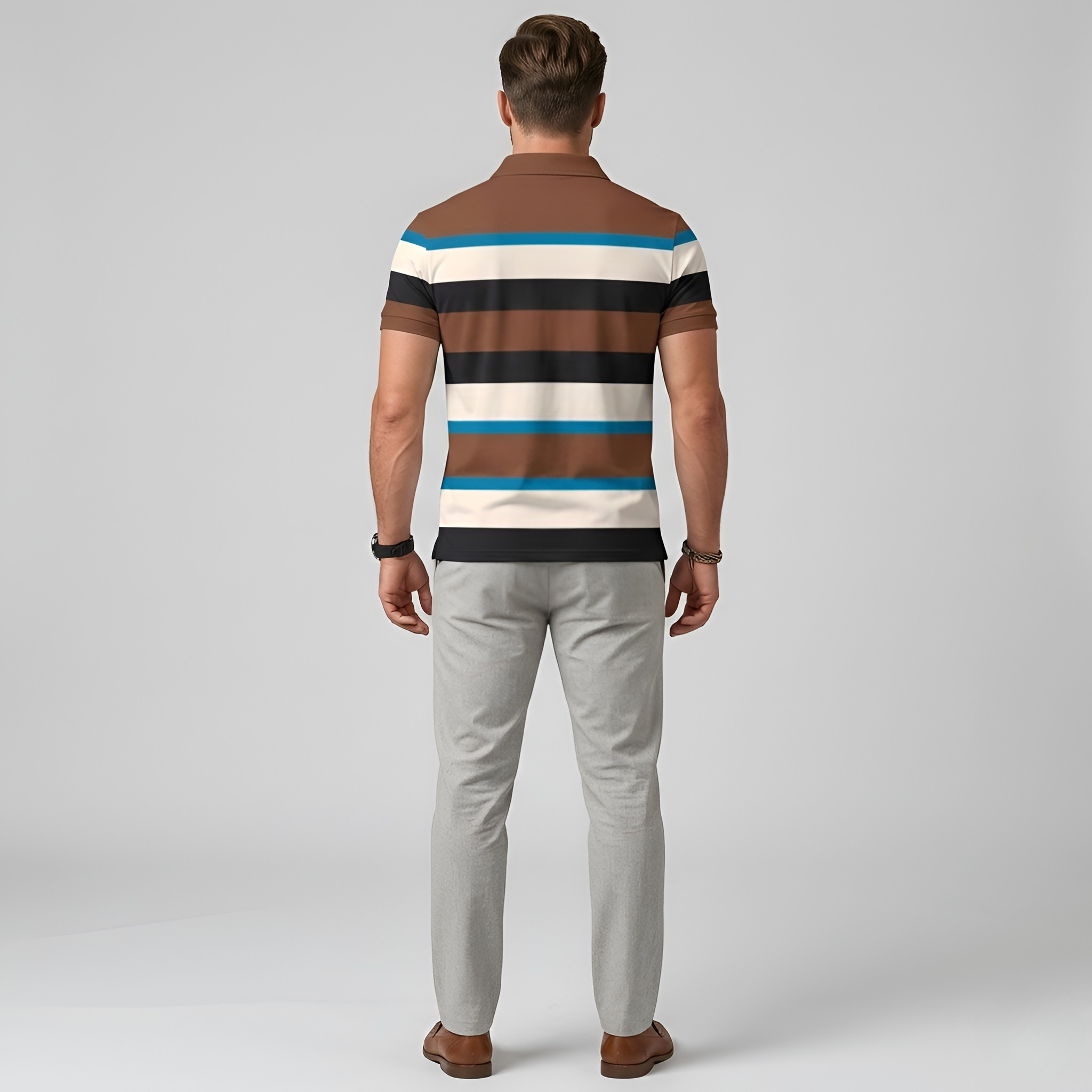 Pánské polo tričko z bavlny s pruhy a límečkem Krátký rukáv polo tričko