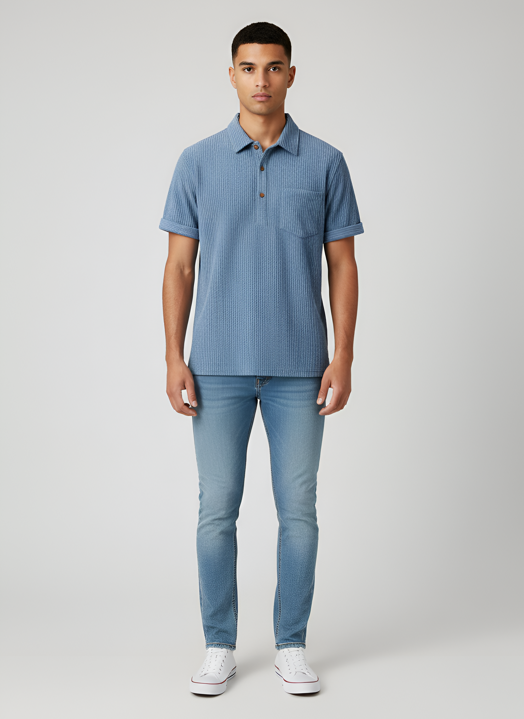 Pánské krátké rukávy polo z bavlny – neformální polokošile s náprsní kapsou