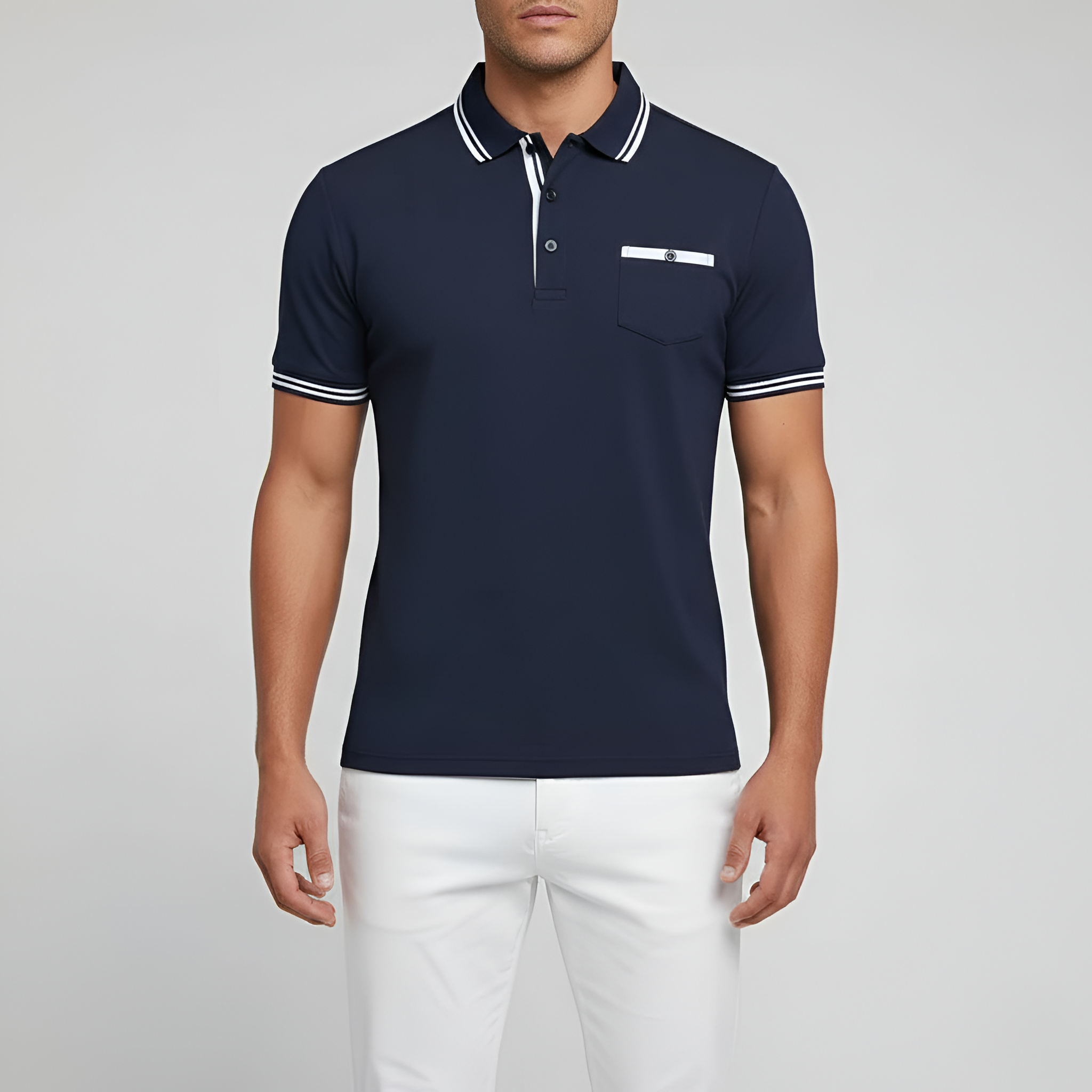 Herre polo t-shirt i bomuld – klassisk kortærmet poloshirt med brystlomme