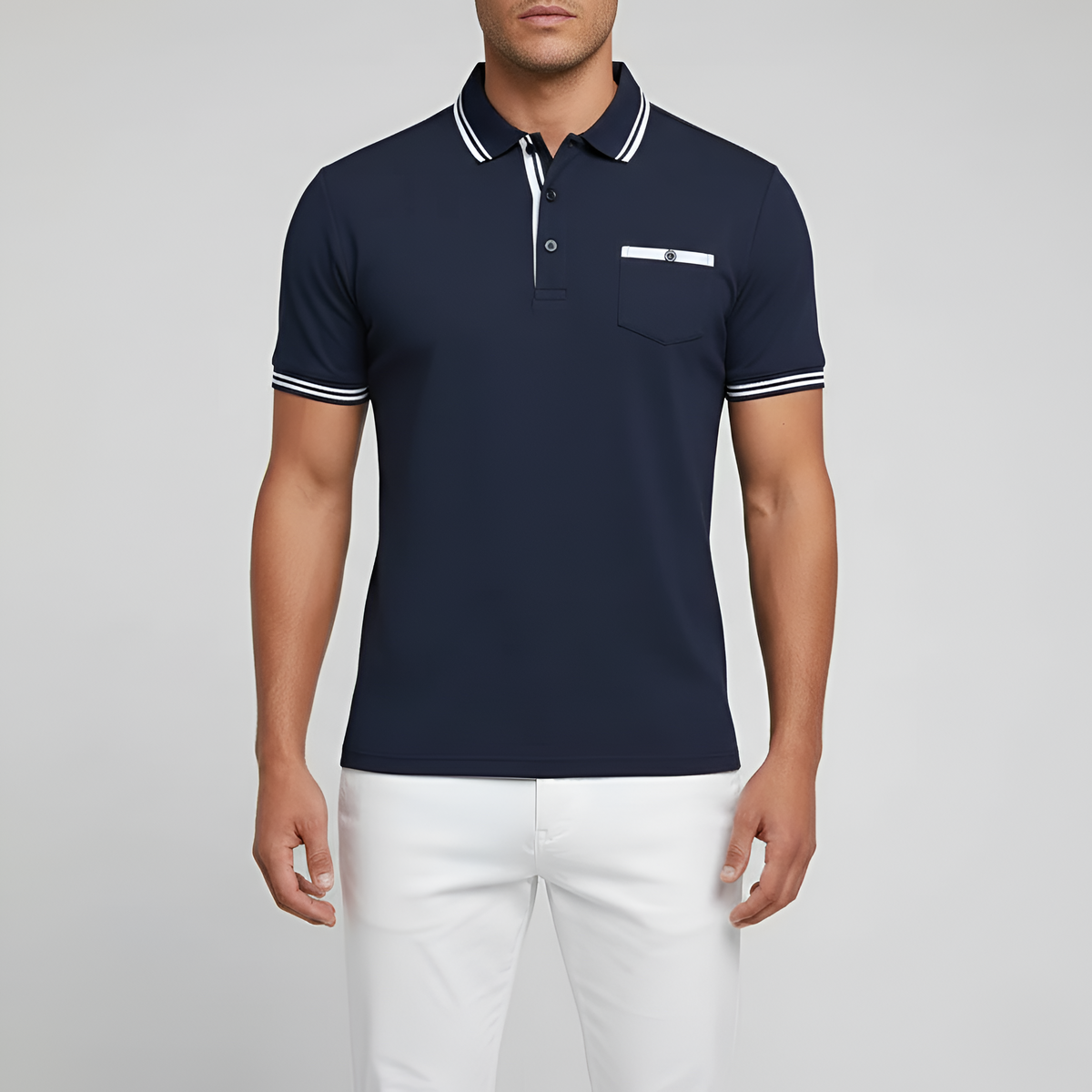 Herre polo t-shirt i bomuld – klassisk kortærmet poloshirt med brystlomme
