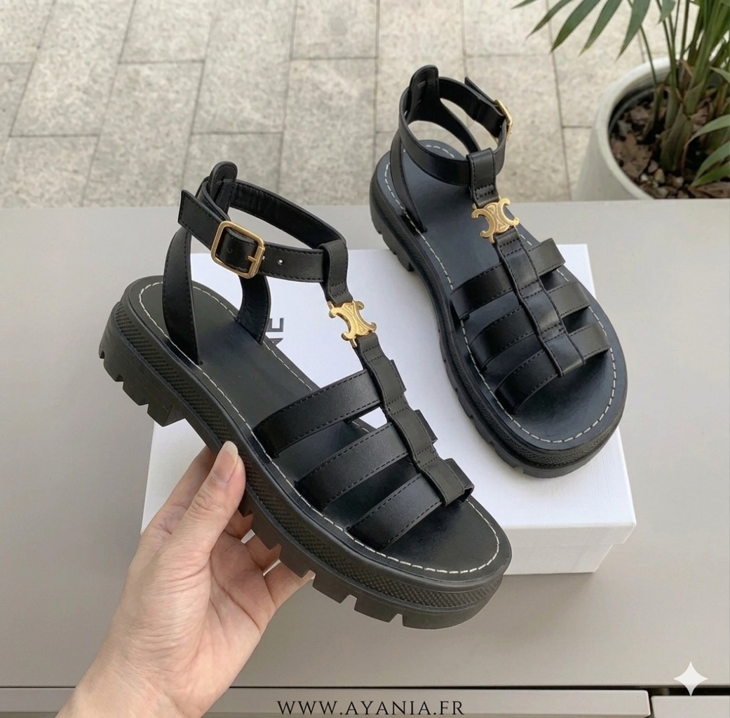 Chunky sandaler til damer med flettet rem